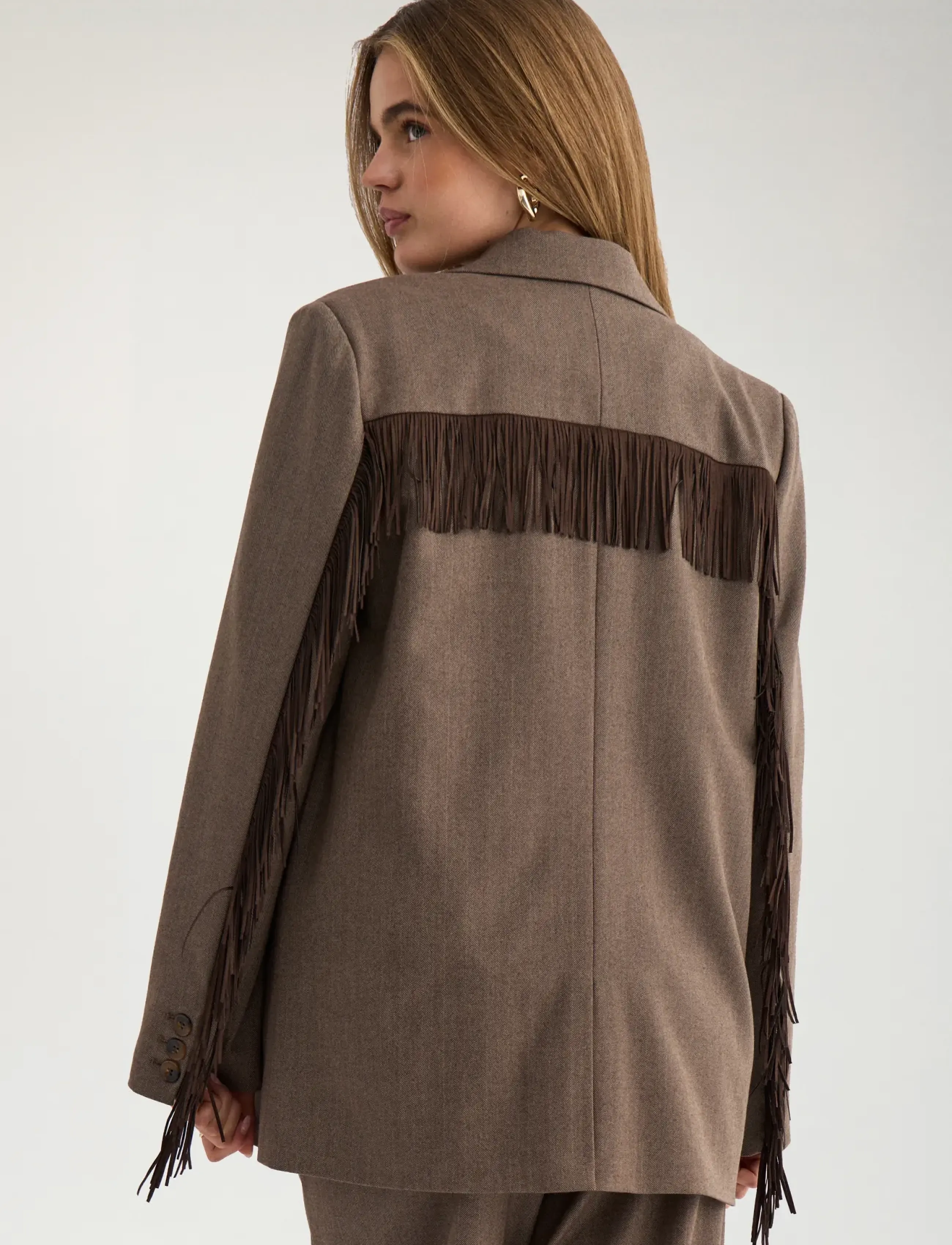 Nümph - NULIPPA FRINGE BLAZER - single breasted blazers - chocolate plum - 4