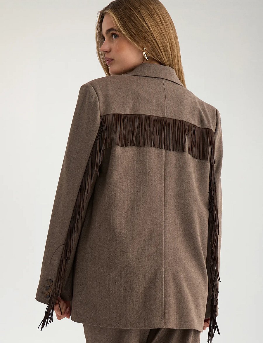 Nümph - NULIPPA FRINGE BLAZER - einreihige blazer - chocolate plum - 4