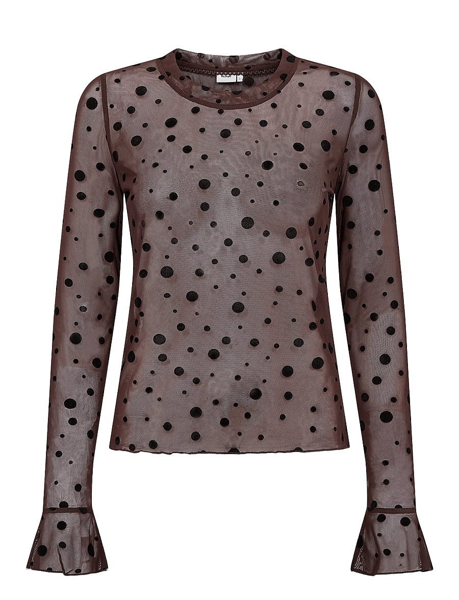 Nümph - NUEVITA LS MESH BLOUSE - langärmelige blusen - chocolate plum - 1