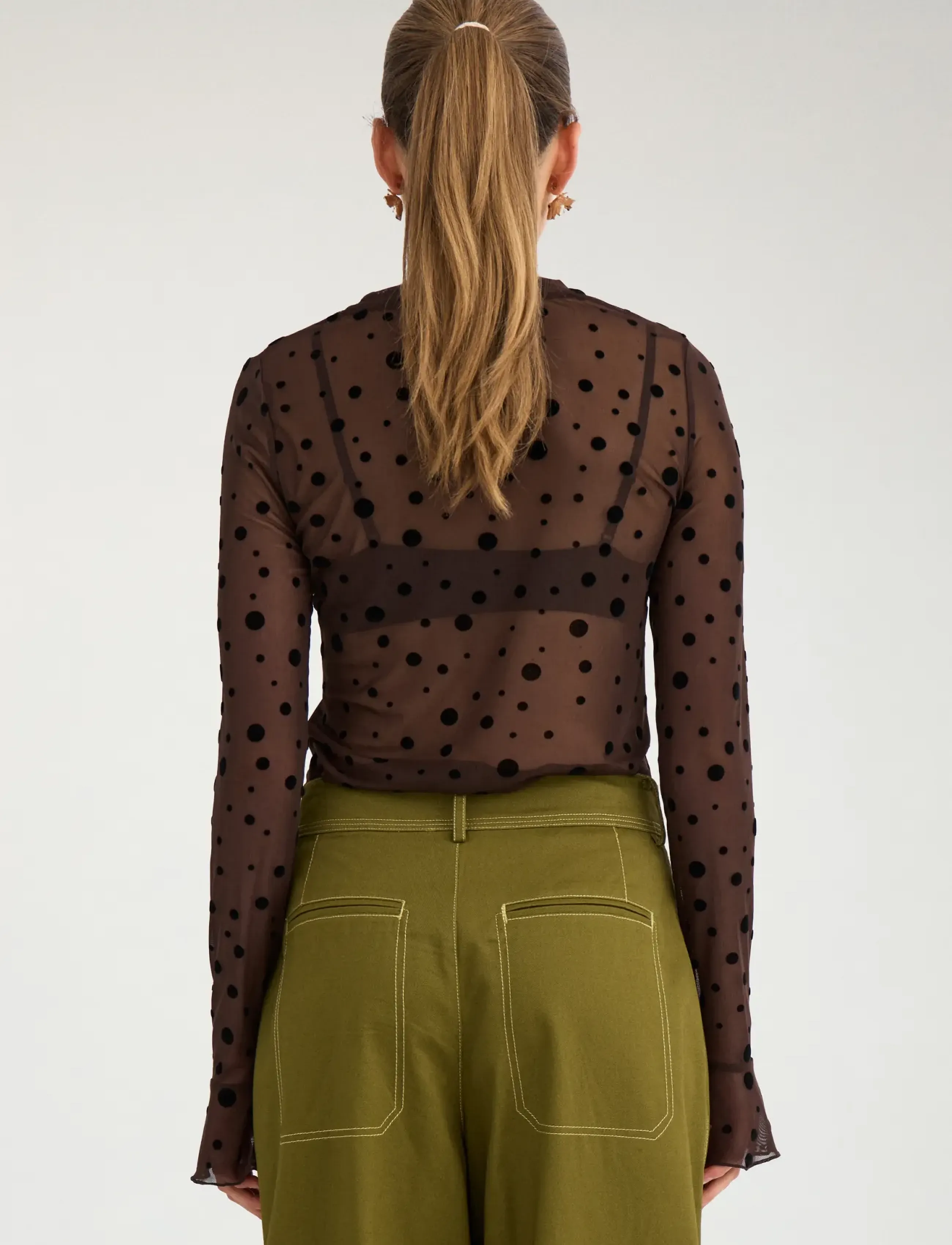 Nümph - NUEVITA LS MESH BLOUSE - long sleeved blouses - chocolate plum - 4