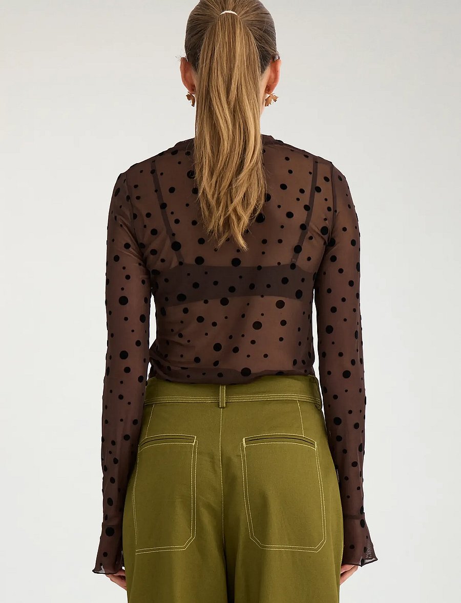 Nümph - NUEVITA LS MESH BLOUSE - langärmelige blusen - chocolate plum - 4