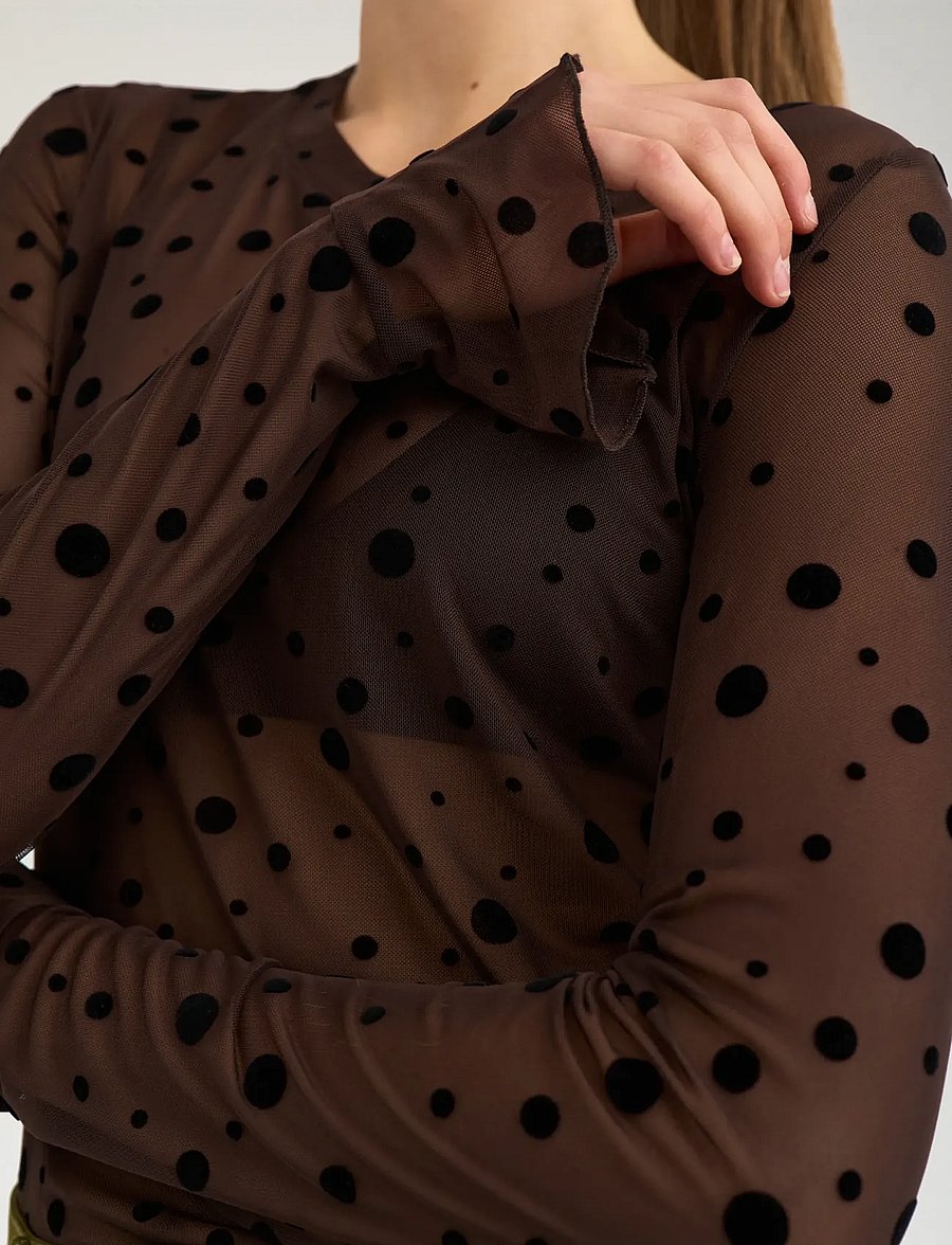 Nümph - NUEVITA LS MESH BLOUSE - langärmelige blusen - chocolate plum - 5