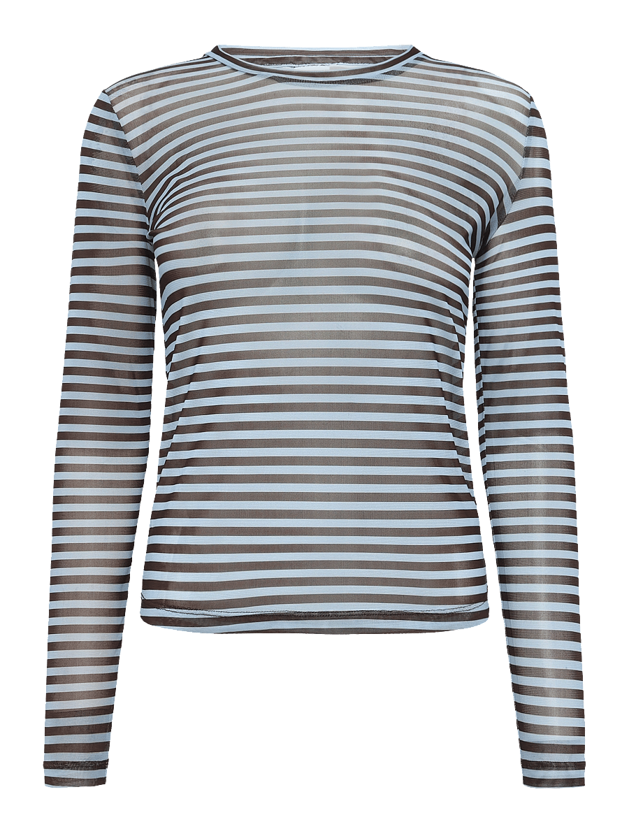 Nümph - NUSINE STRIPED MESH BLOUSE - langärmelige blusen - floaty blue - 1