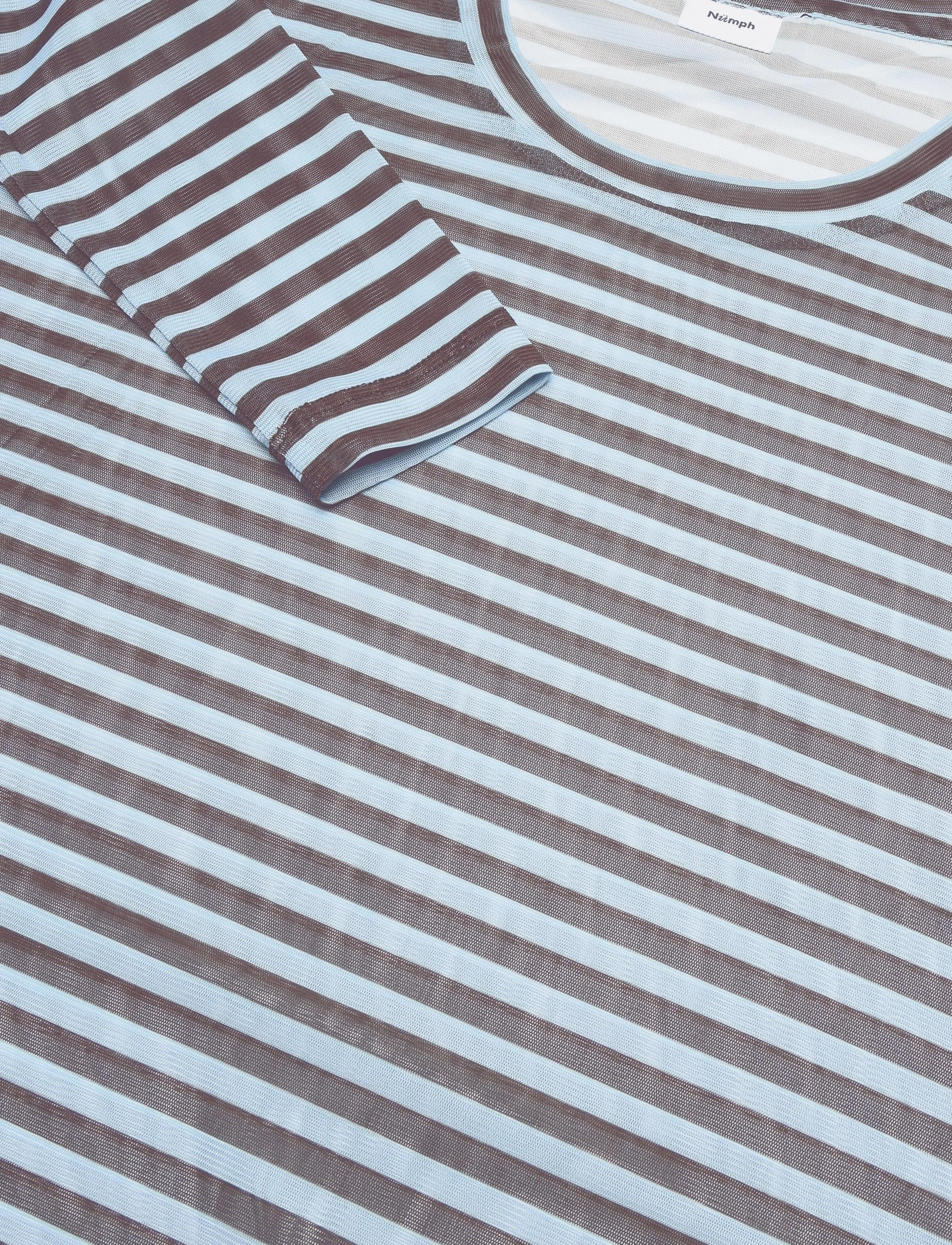 Nümph - NUSINE STRIPED MESH BLOUSE - langärmelige blusen - floaty blue - 5