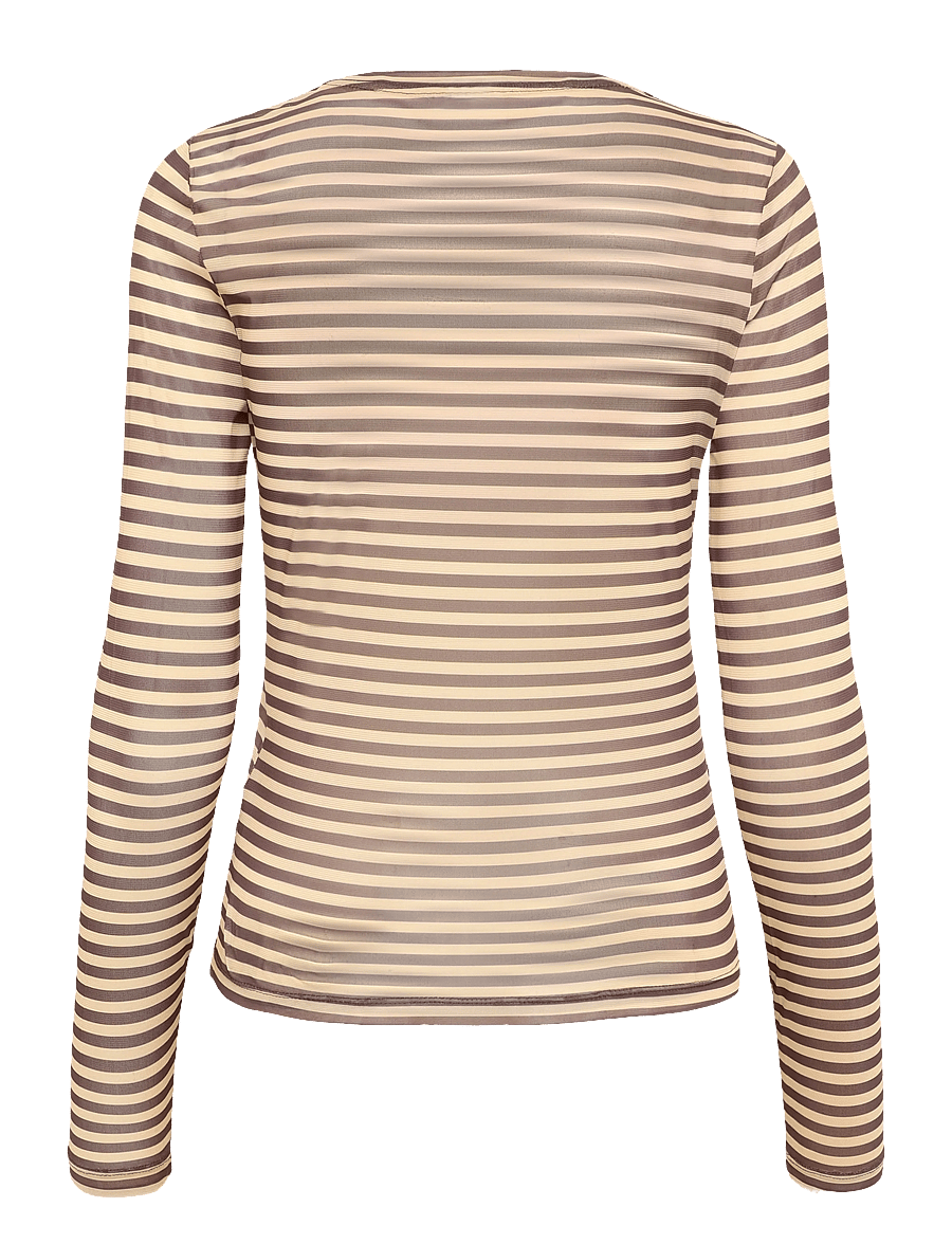 Nümph - NUSINE STRIPED MESH BLOUSE - langärmelige blusen - sahara sun - 2