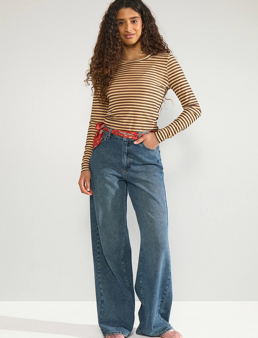 Nümph - NUSINE STRIPED MESH BLOUSE - langärmelige blusen - sahara sun - 4