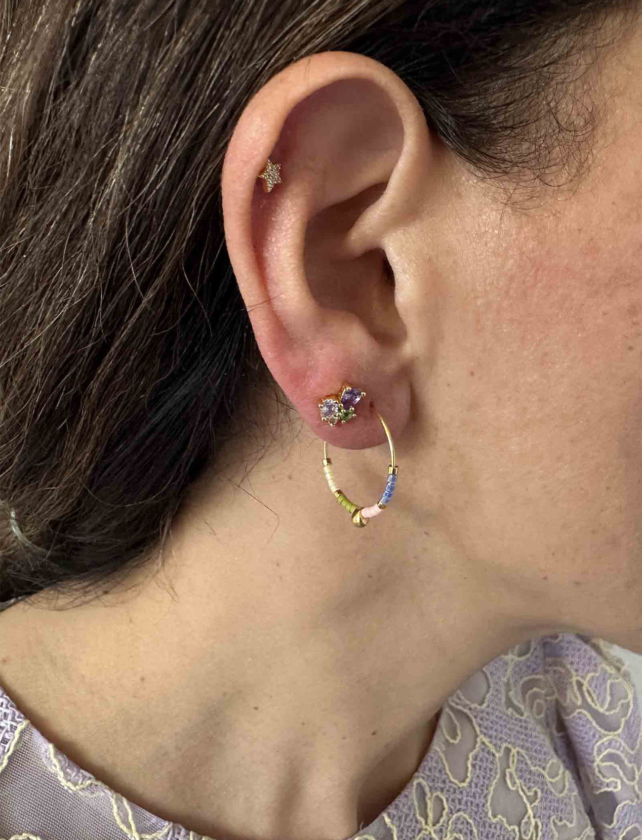 Nuni Copenhagen - Prague - stud earrings - purple multi - 1