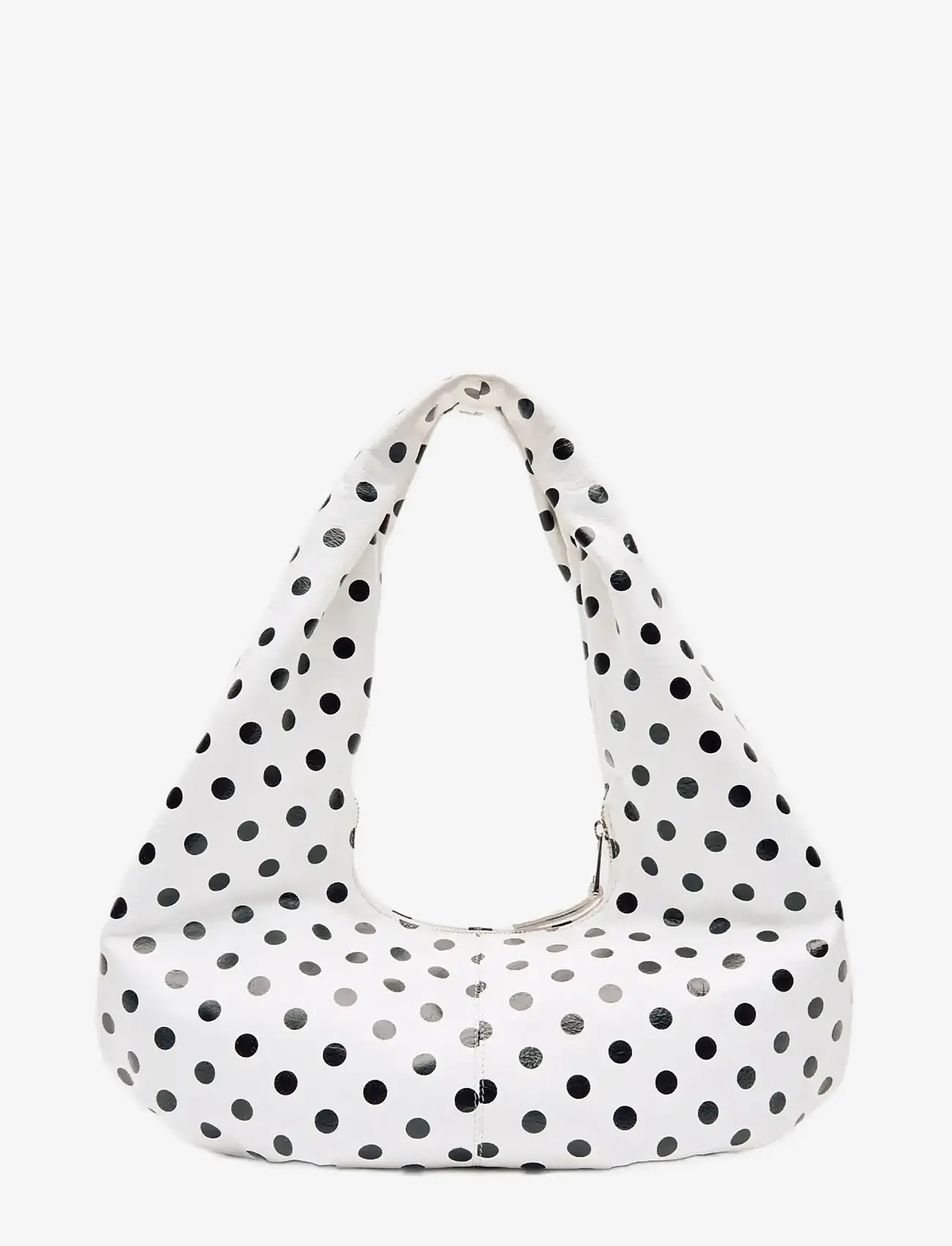 Nunoo - Small Alma Draped Polka White/Black - skuldertasker - white/black - 2