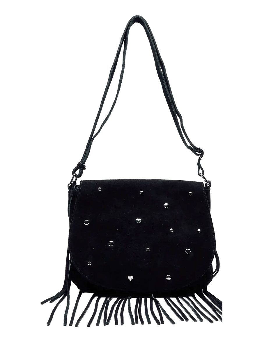 Nunoo - Layla Sweetheart Suede Black - crossbody bags - black - 0