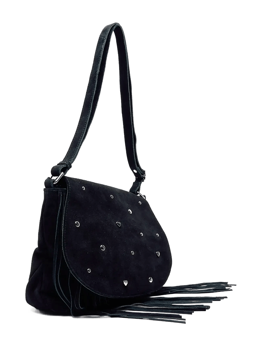 Nunoo - Layla Sweetheart Suede Black - crossbody bags - black - 1