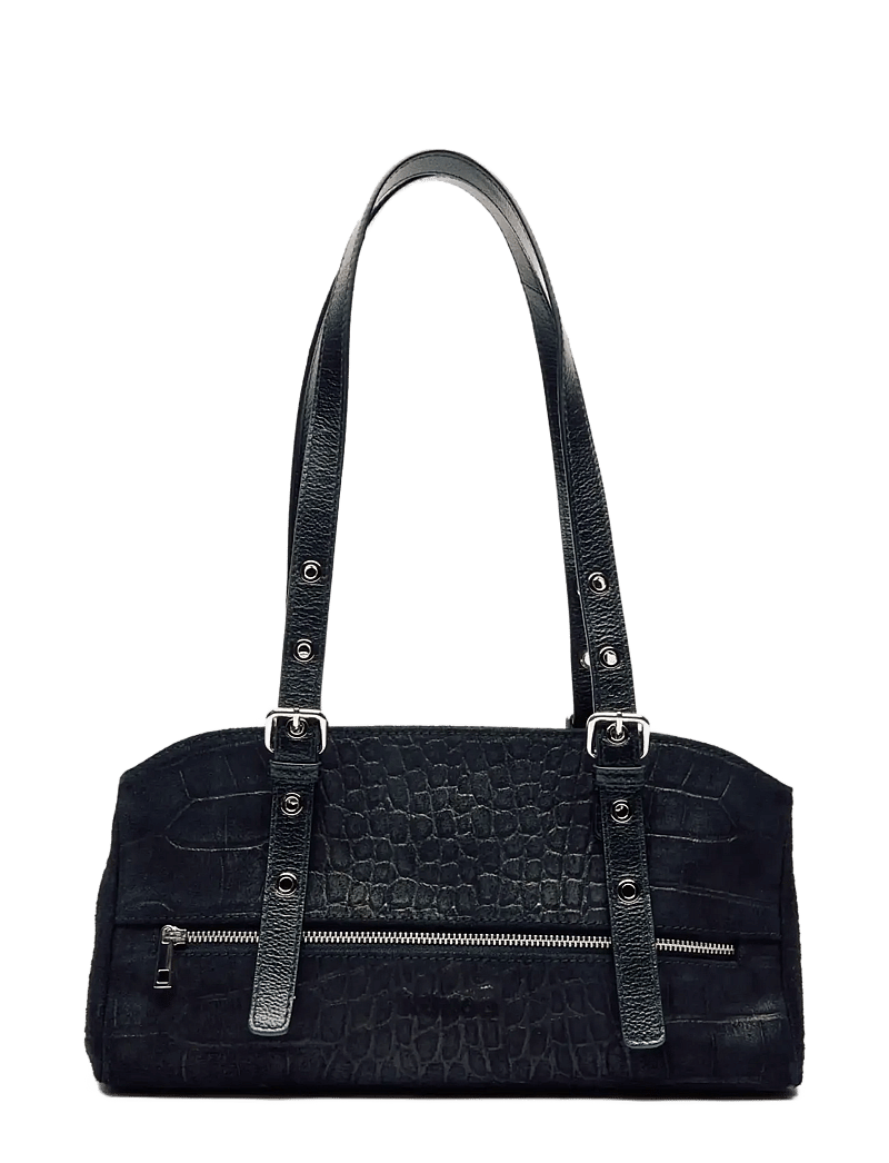 Nunoo - Hazel Scale Suede Black - skuldertasker - black - 0