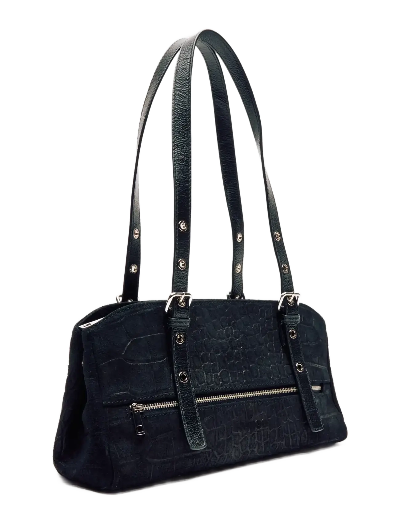 Nunoo - Hazel Scale Suede Black - shoulder bags - black - 1