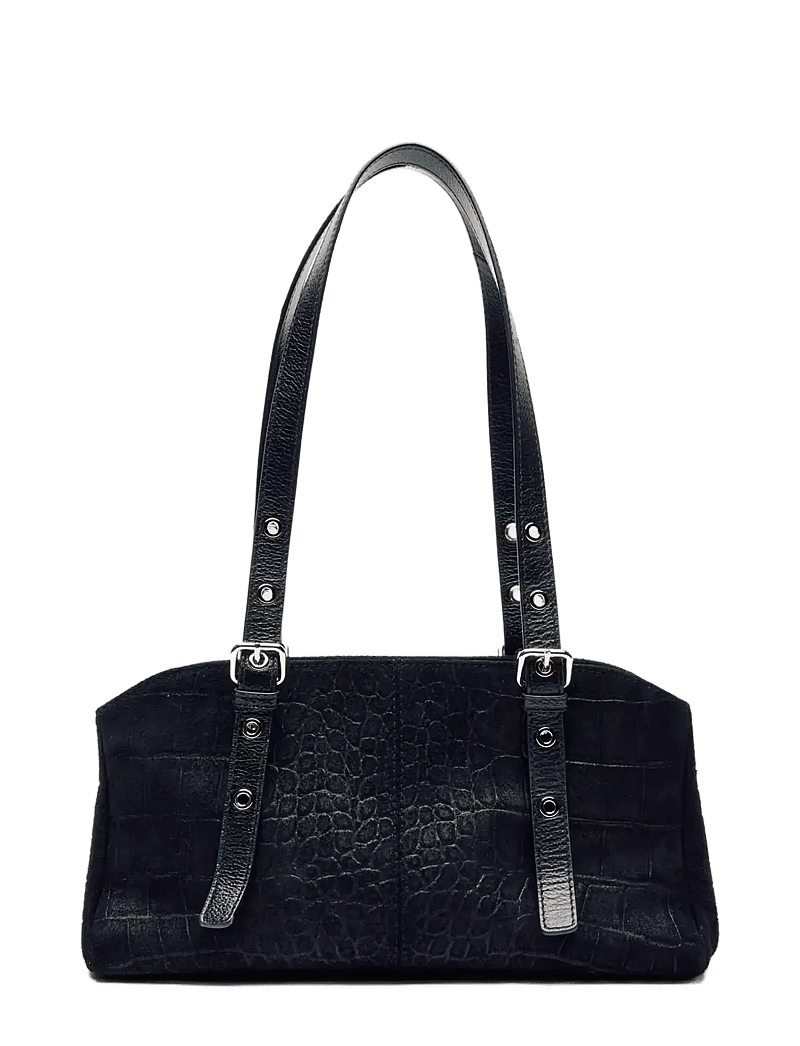 Nunoo - Hazel Scale Suede Black - skuldertasker - black - 2