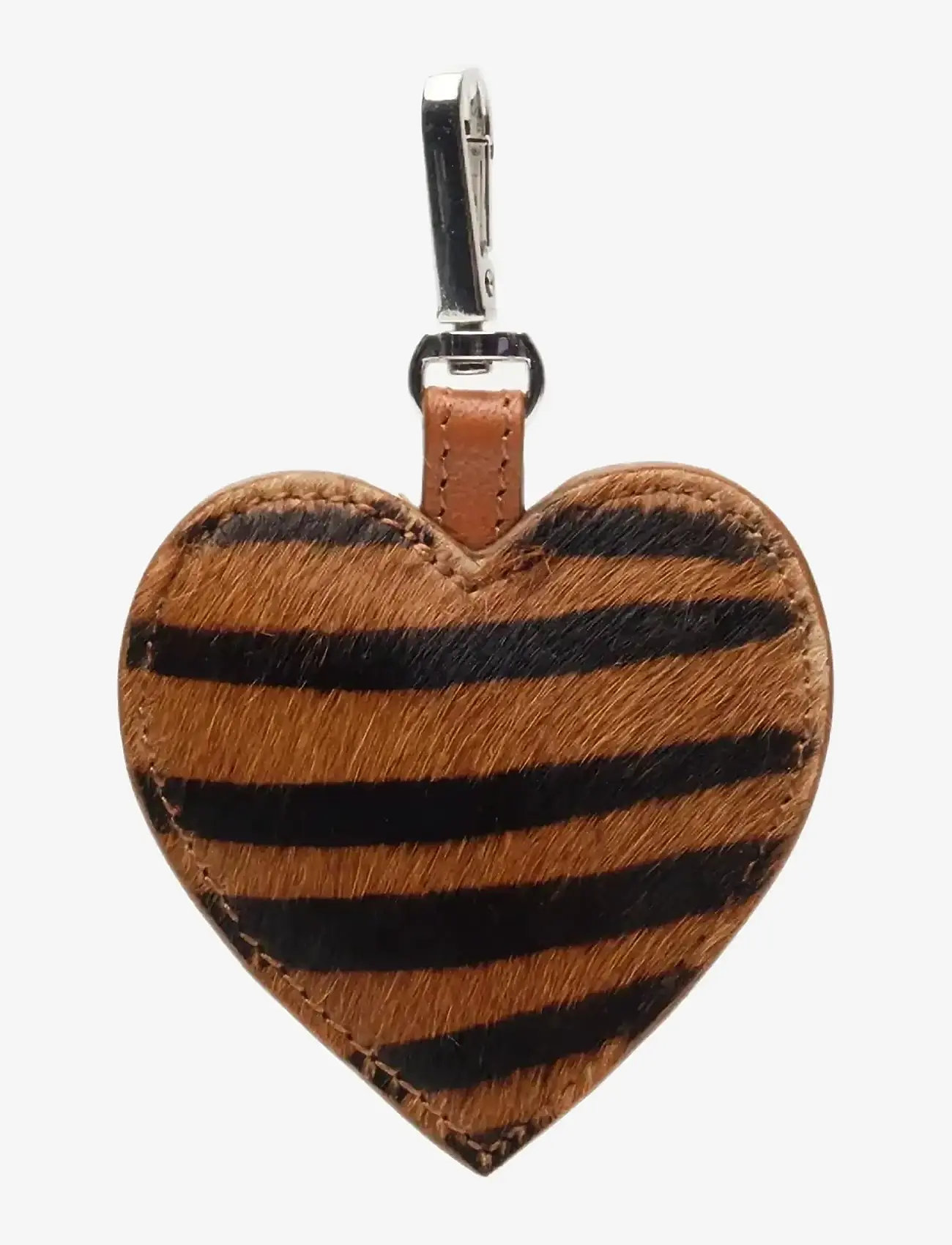 Nunoo - Bagcharm Heart Stripes Deluxe Dark Brown - avaimenperät & laukkukorut - stripes - 0