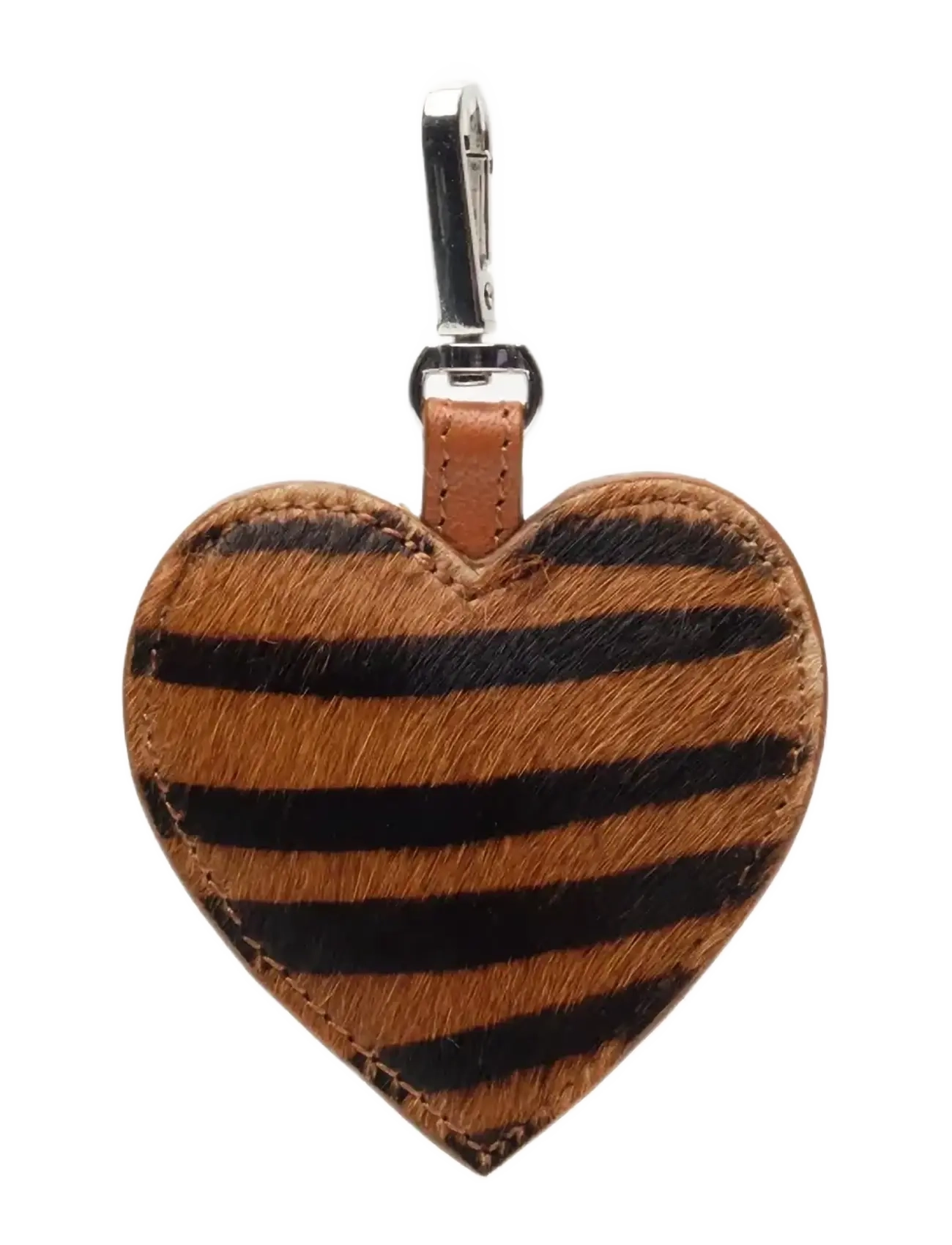 Nunoo Bagcharm Heart Stripes Deluxe Dark Brown - Uus - STRIPES / brown