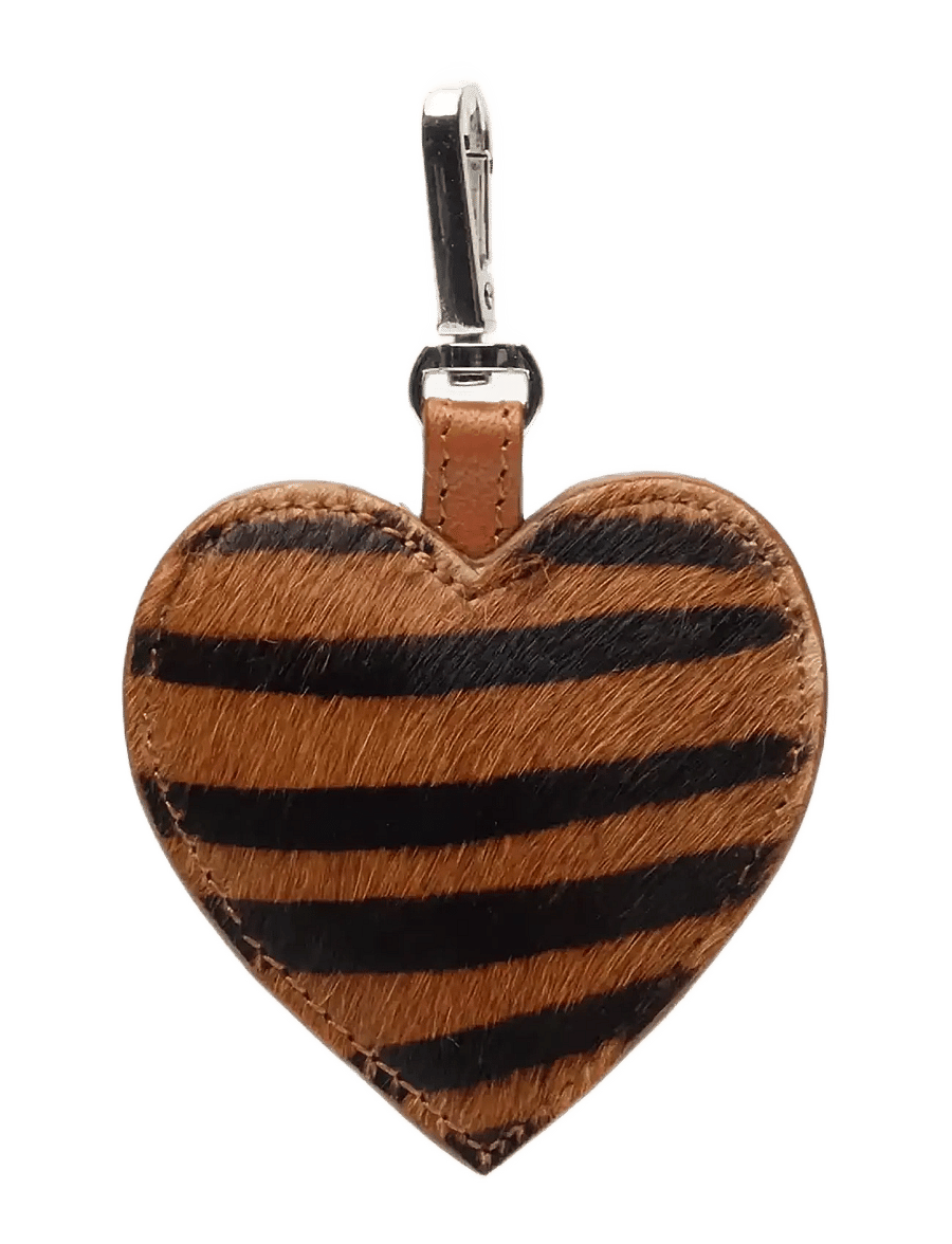 Nunoo - Bagcharm Heart Stripes Deluxe Dark Brown - stripes - 0