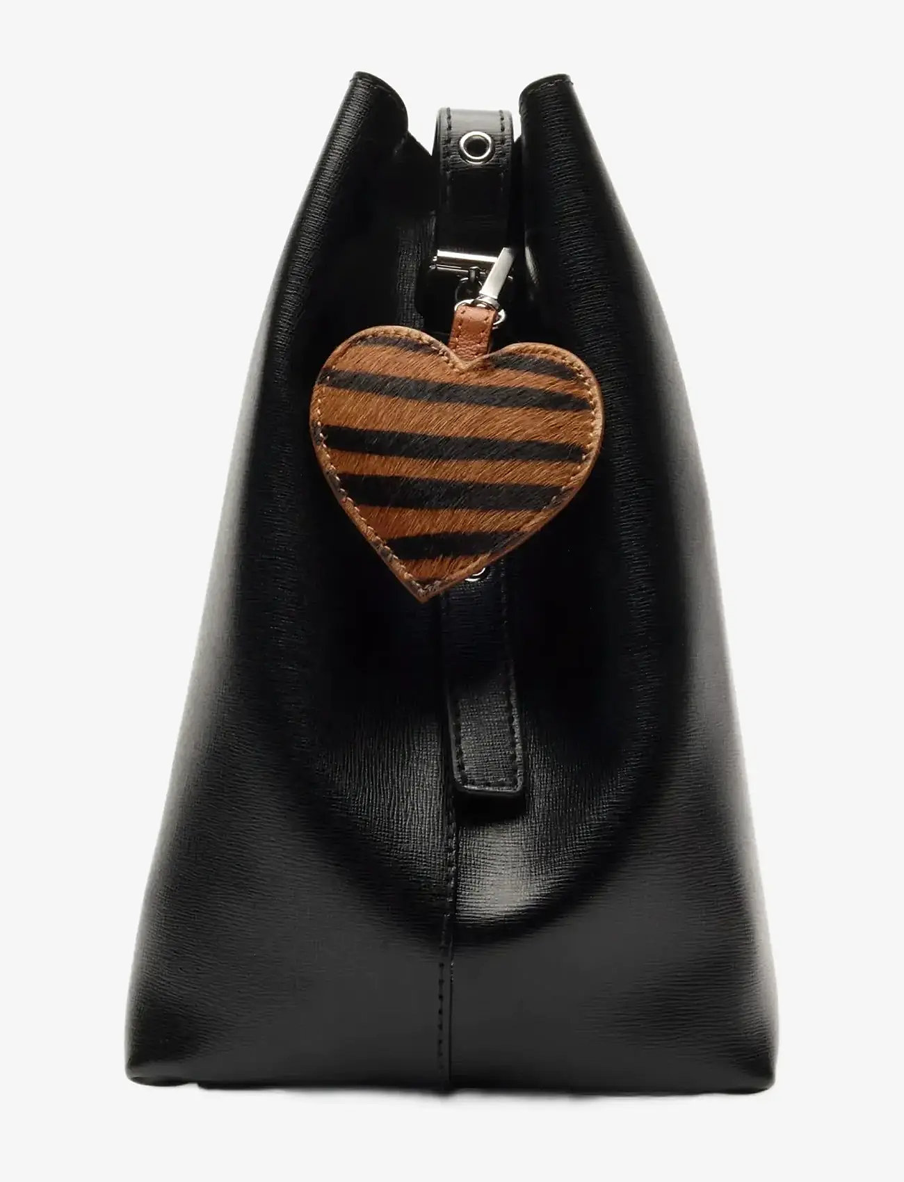 Nunoo - Bagcharm Heart Stripes Deluxe Dark Brown - avaimenperät & laukkukorut - stripes - 1