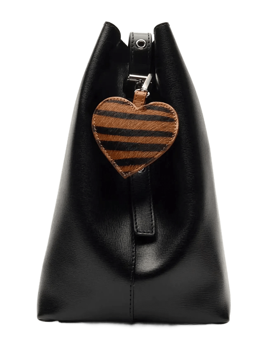 Nunoo - Bagcharm Heart Stripes Deluxe Dark Brown - stripes - 1