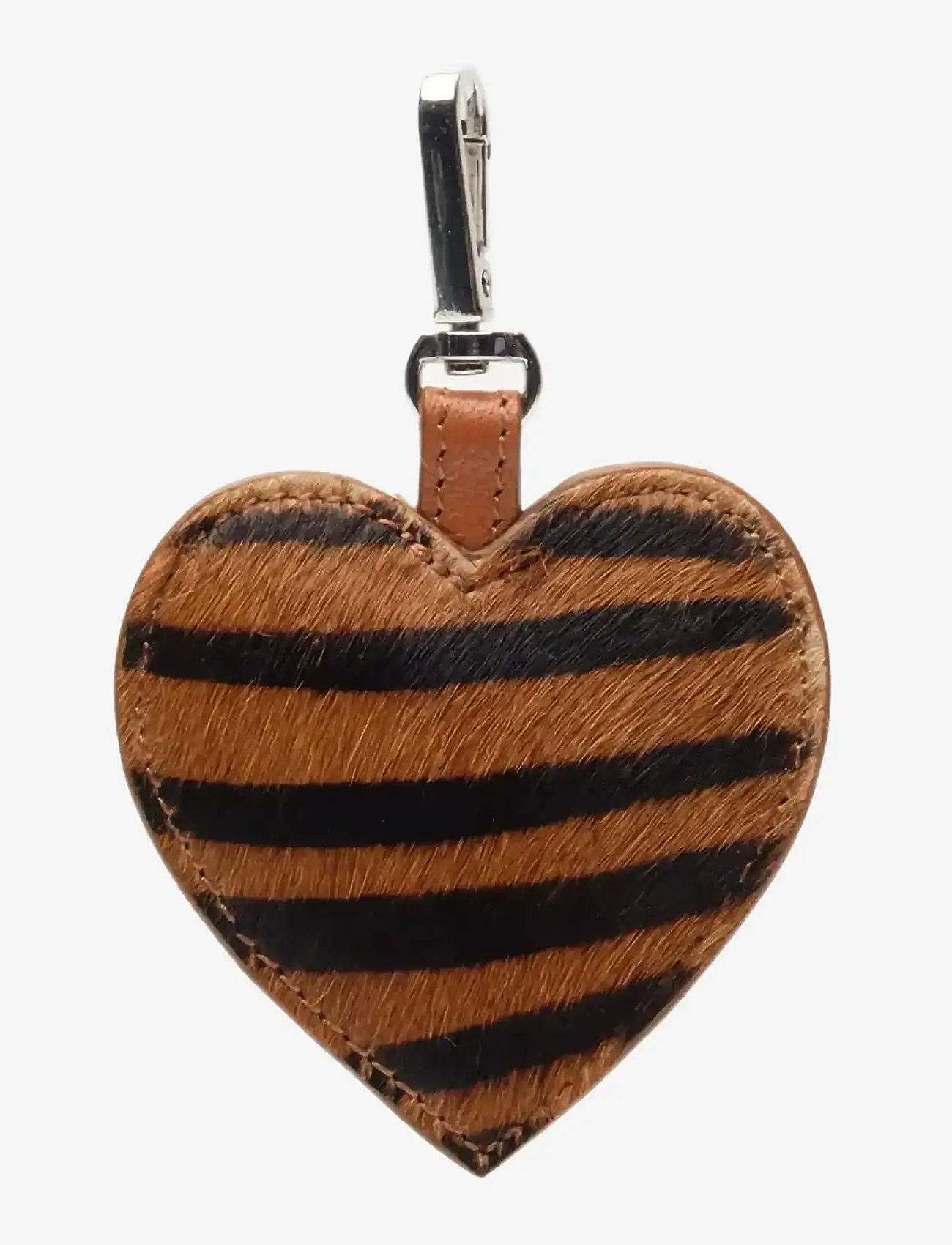 Nunoo - Bagcharm Heart Stripes Deluxe Dark Brown - avaimenperät & laukkukorut - stripes - 2