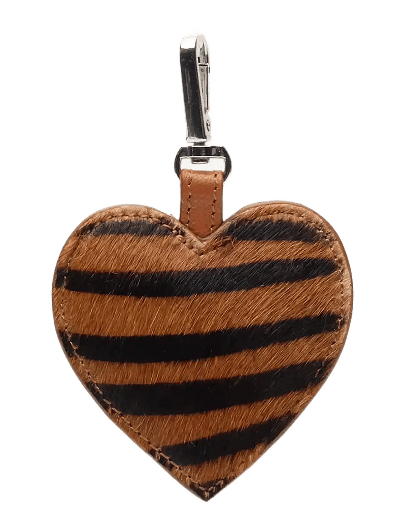 Nunoo - Bagcharm Heart Stripes Deluxe Dark Brown - avaimenperät & laukkukorut - stripes - 2