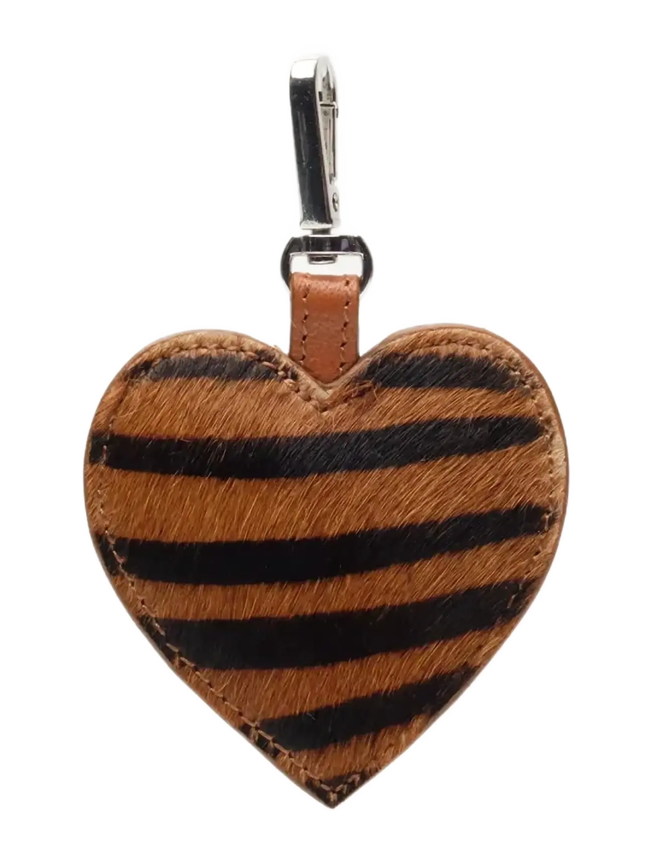 Nunoo - Bagcharm Heart Stripes Deluxe Dark Brown - stripes - 2