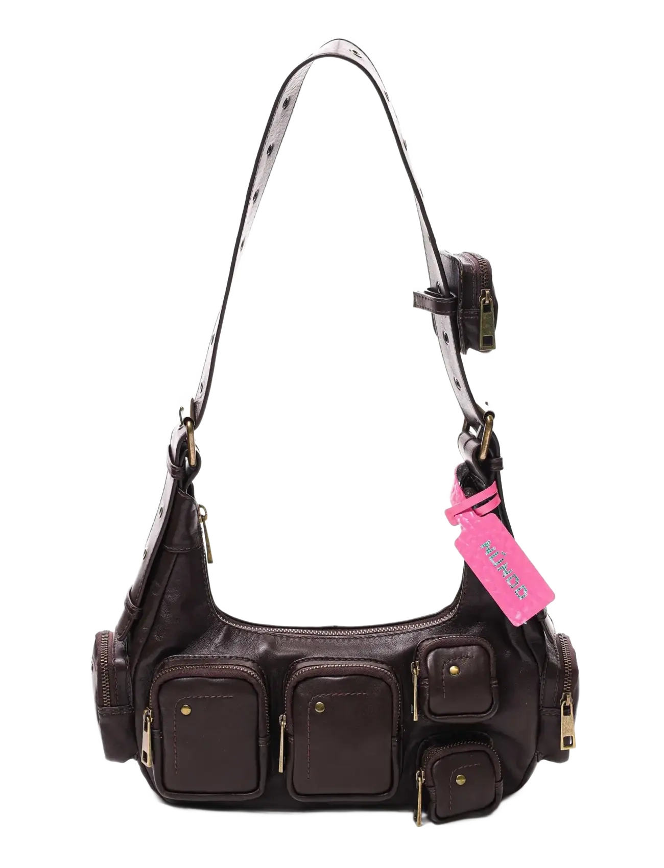 Nunoo Sally Small Pocket Sheep Brown W. Gold, One Size, Brown, Tasker > Små Skuldertasker-Crossbody-Tasker, Dame