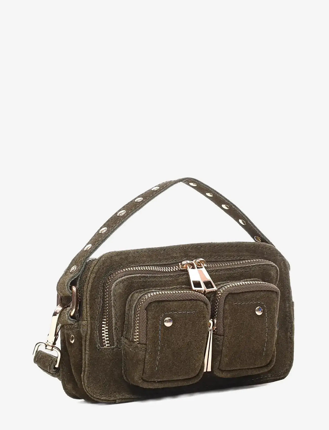 Nunoo - Helena Suede Dark Olive w. Gold - crossbody bags - dark olive - 2