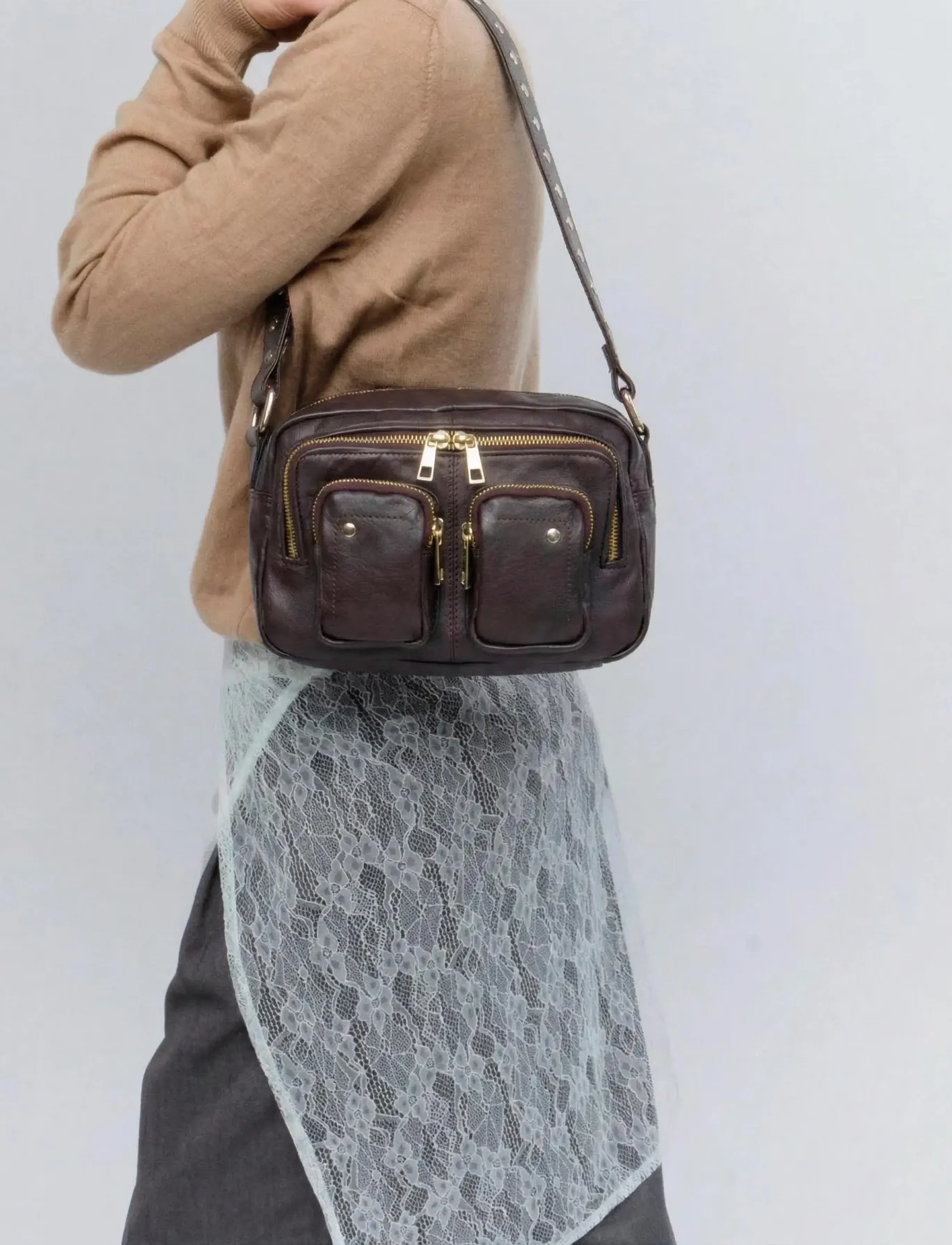 Nunoo - Ellie Air 1 Dark Brown w. Gold - dark brown - 0