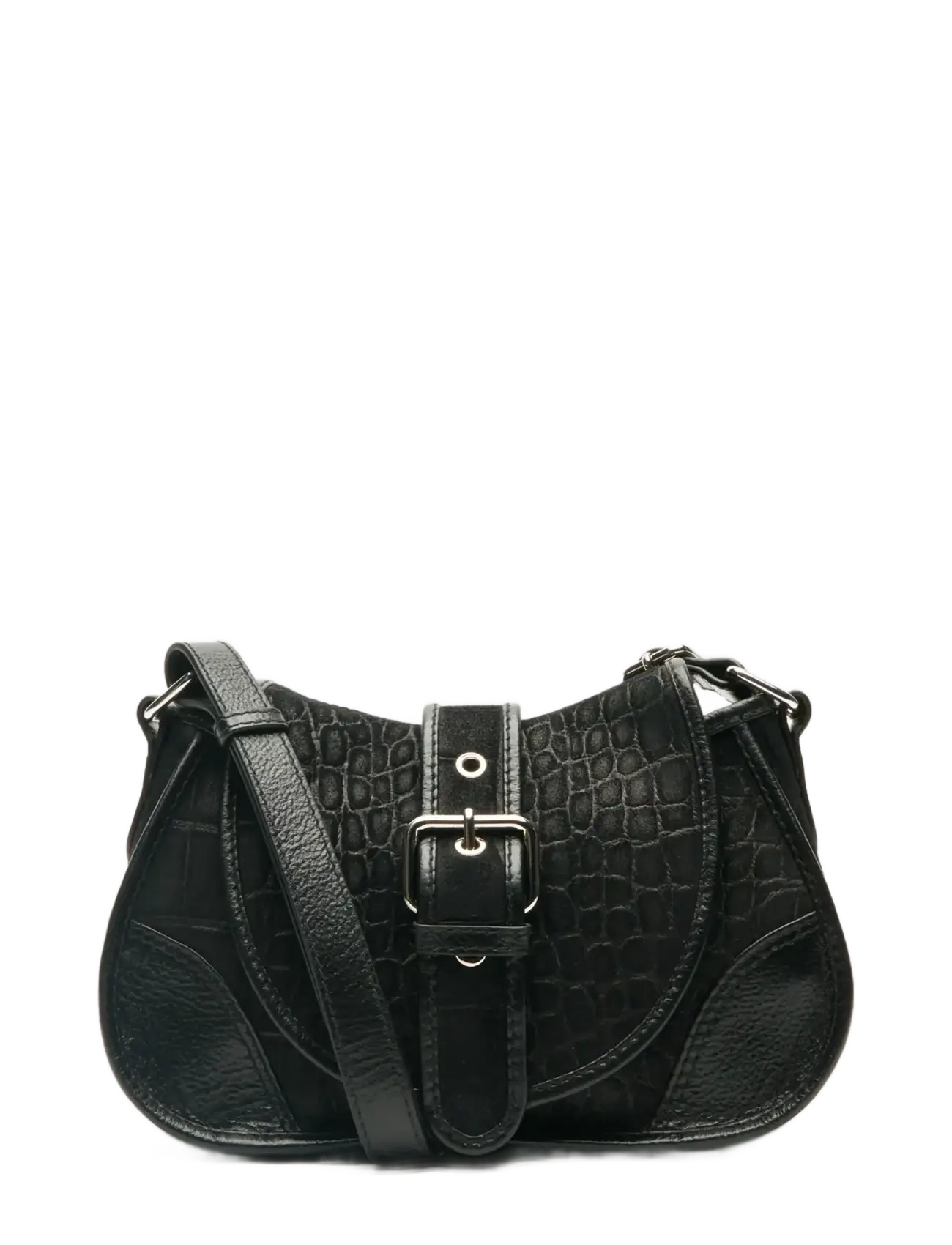 Nunoo Small Maria Scale Suede Black, Sadeltaske, Sort, Str: ONE SIZE