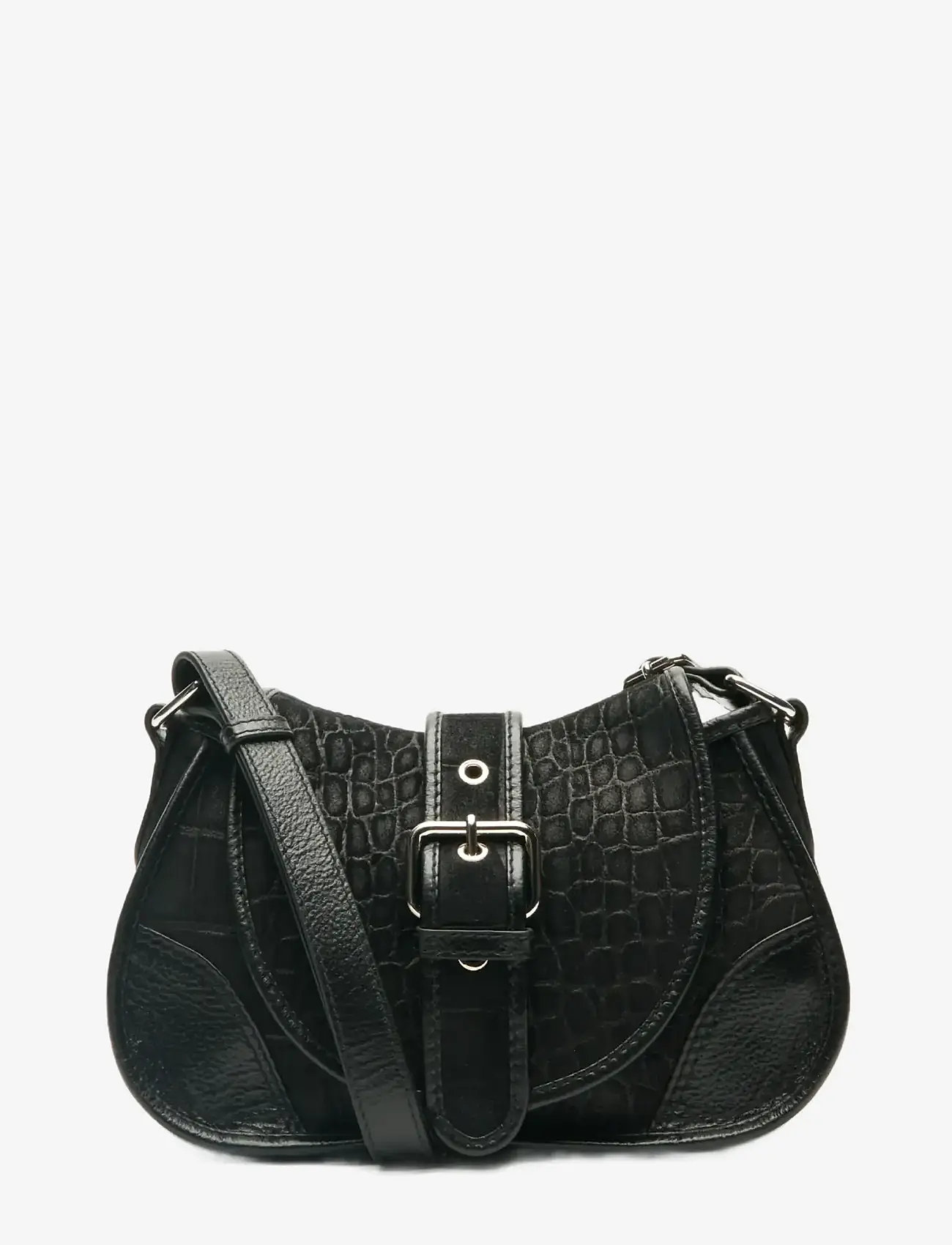 Nunoo - Small Maria Scale Suede Black - handbags - black - 0