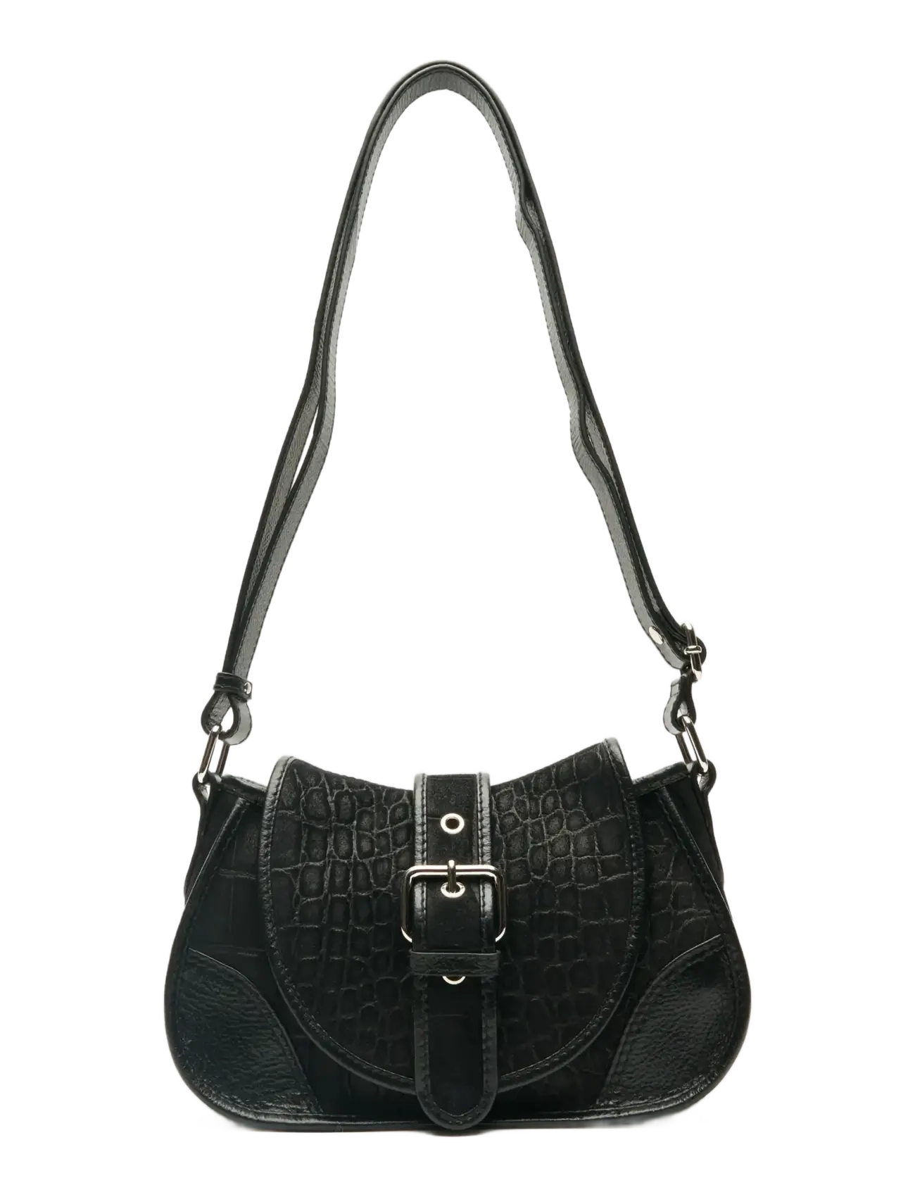 Nunoo - Small Maria Scale Suede Black - handbags - black - 1