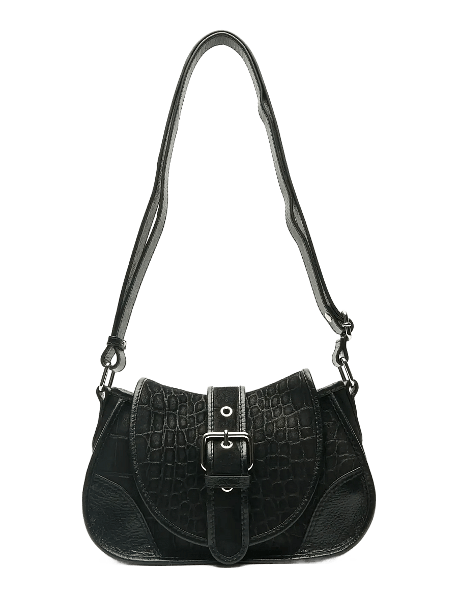 Nunoo - Small Maria Scale Suede Black - handväskor - black - 1