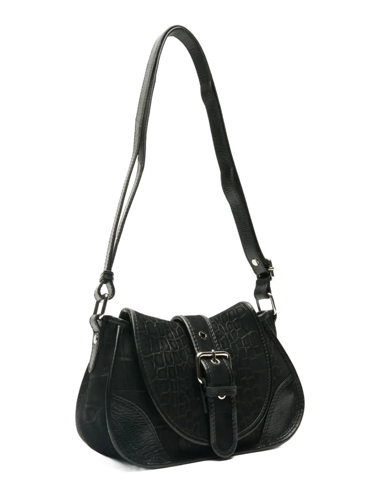 Nunoo - Small Maria Scale Suede Black - handbags - black - 2