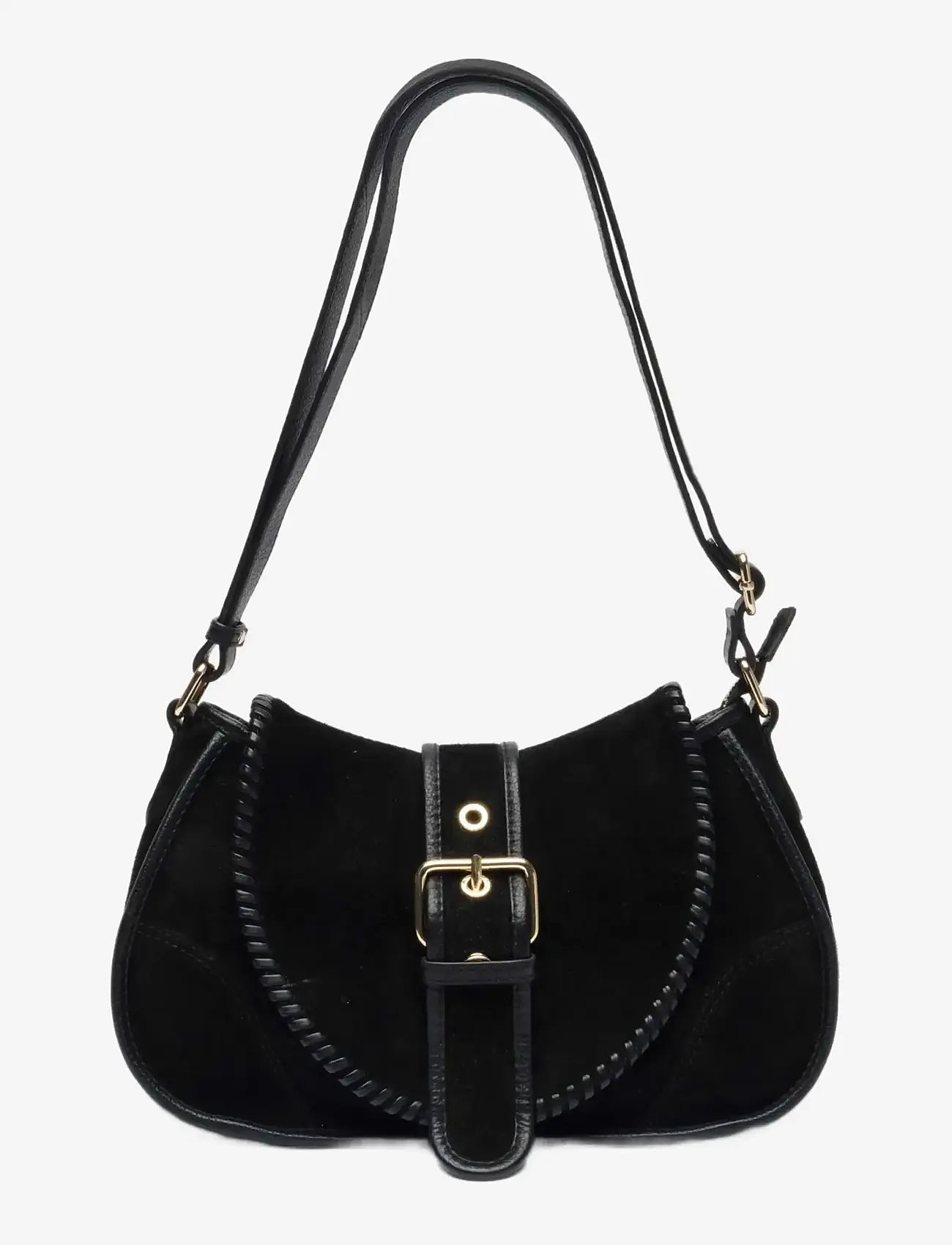 Nunoo - Maria Stitch Suede Black w. Gold - skuldertasker - black - 0