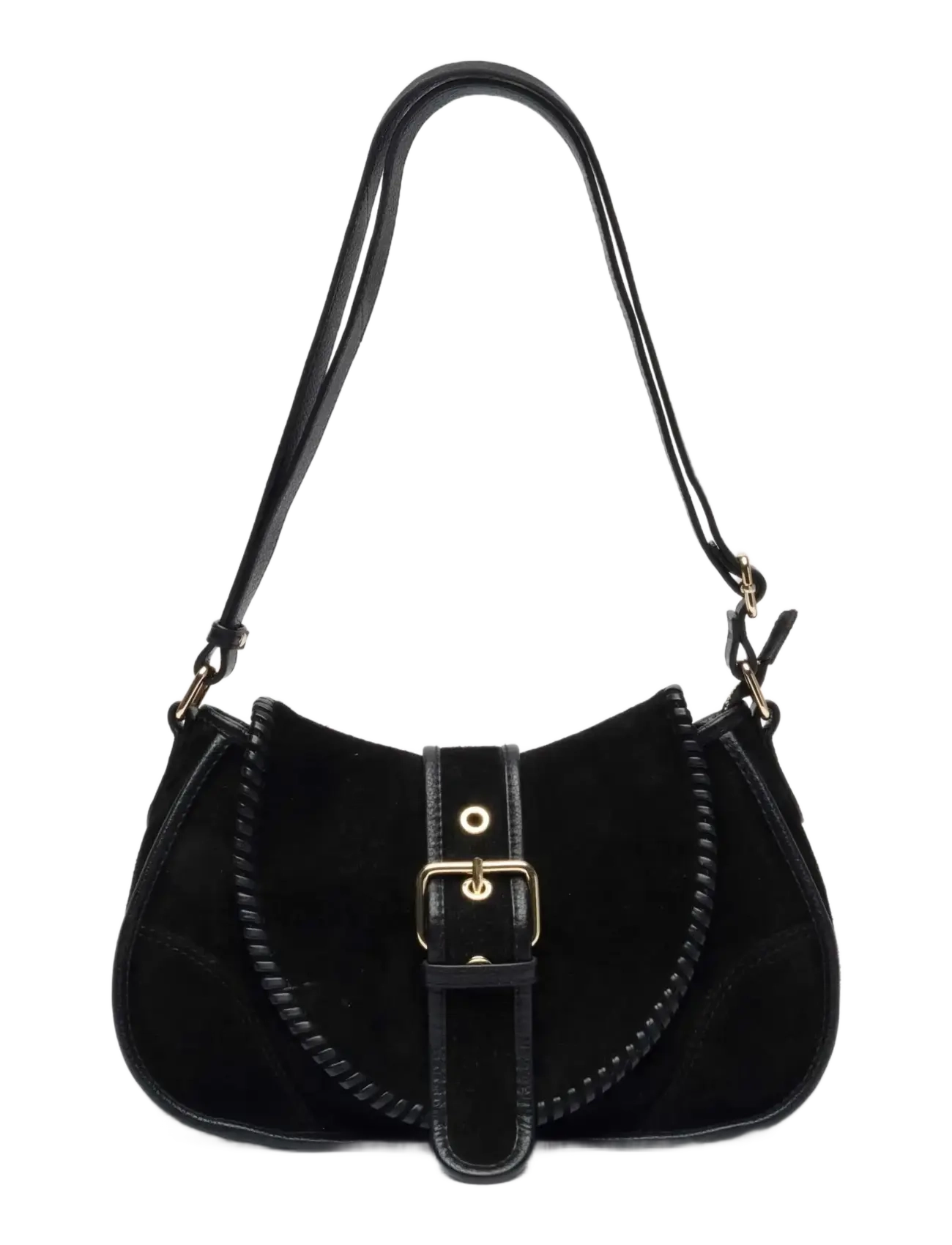Nunoo Maria Stitch Suede Black w. Gold - Noor - BLACK / black