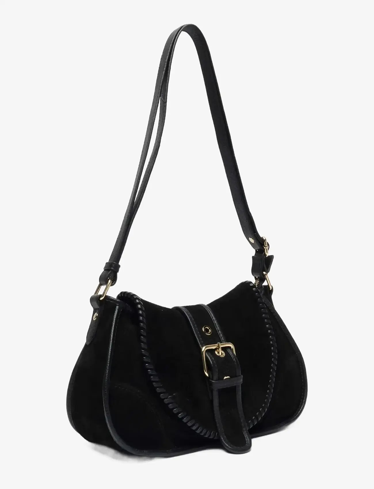 Nunoo - Maria Stitch Suede Black w. Gold - skuldertasker - black - 1
