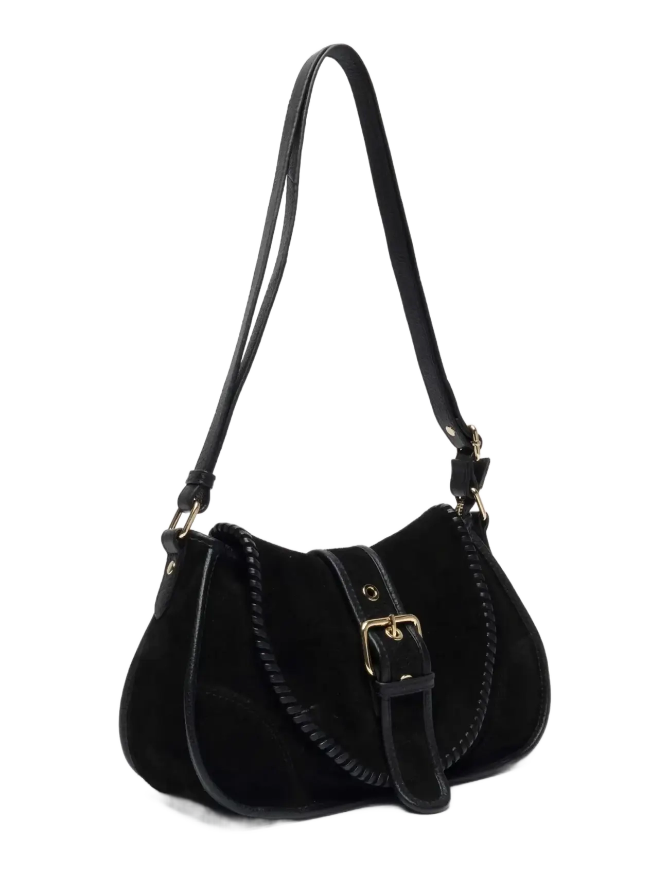 Nunoo - Maria Stitch Suede Black w. Gold - Õlakotid - black - 1