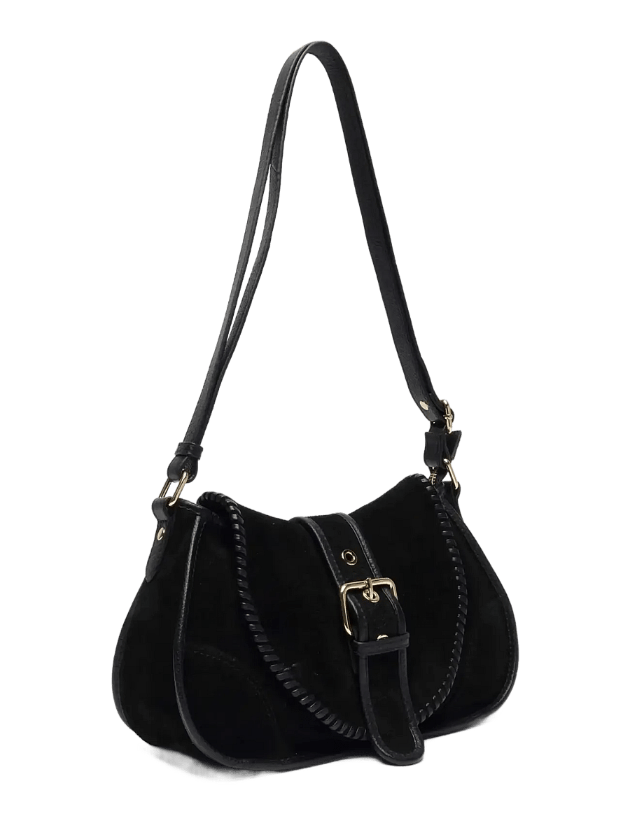 Nunoo - Maria Stitch Suede Black w. Gold - Õlakotid - black - 1