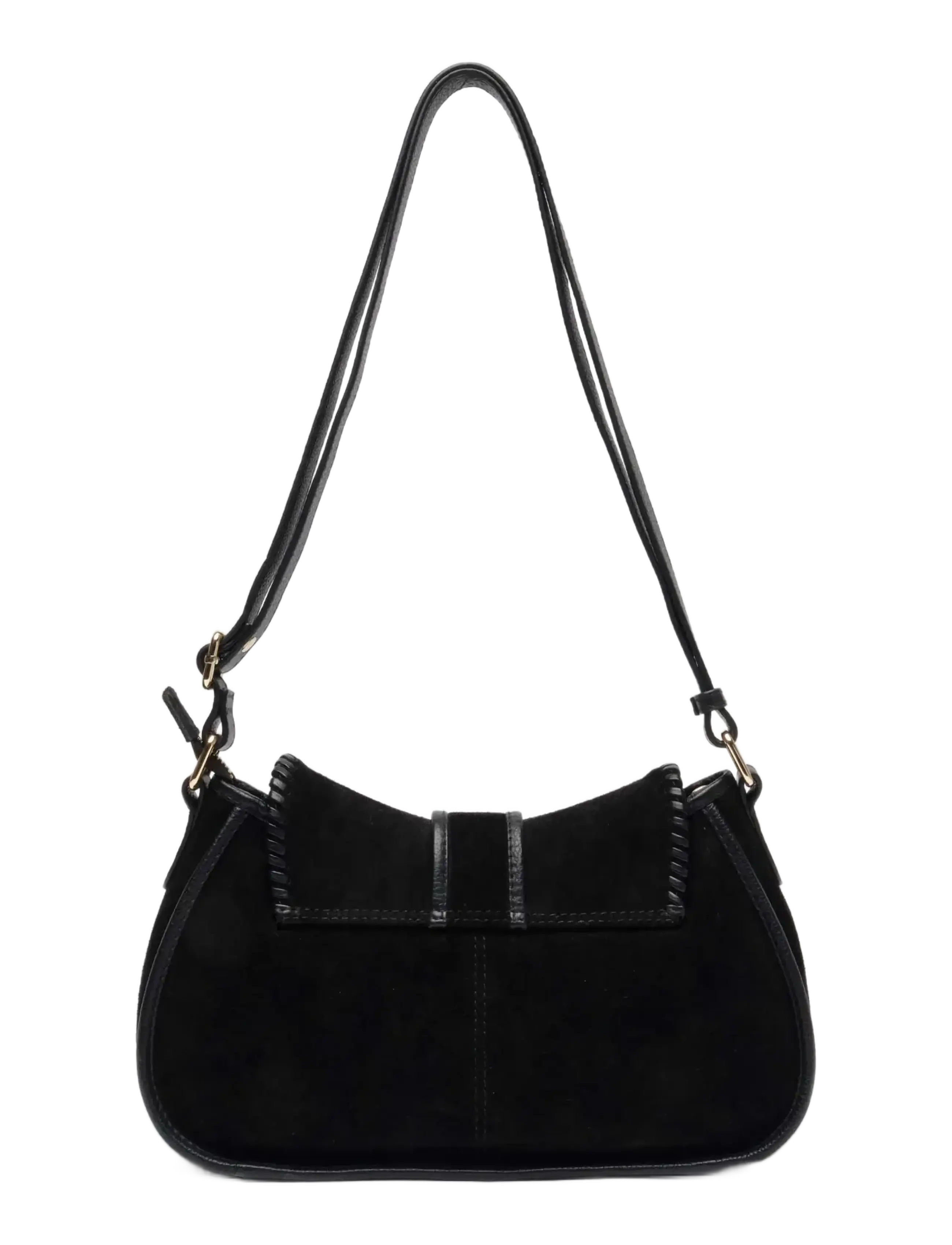 Nunoo - Maria Stitch Suede Black w. Gold - Õlakotid - black - 2