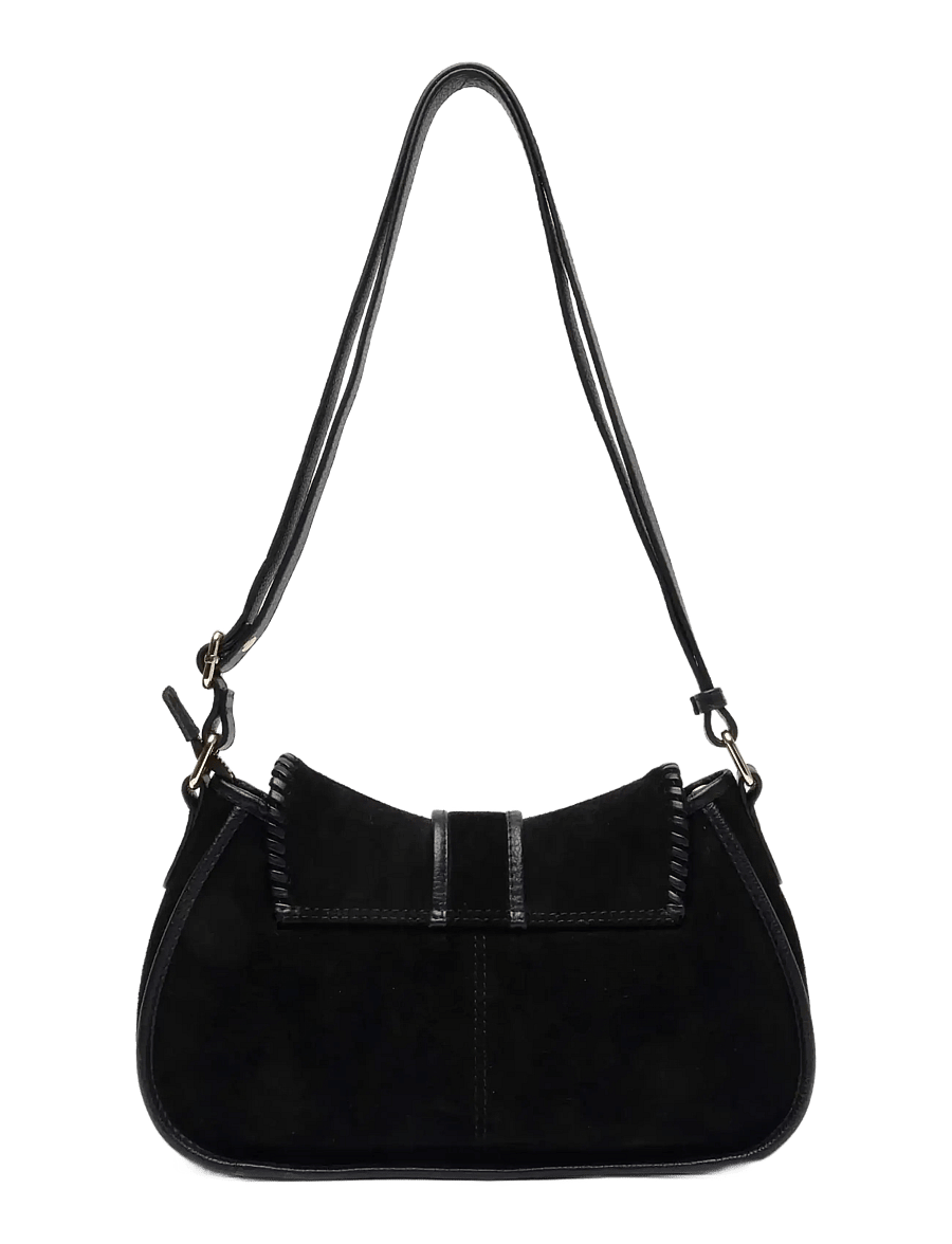 Nunoo - Maria Stitch Suede Black w. Gold - Õlakotid - black - 2