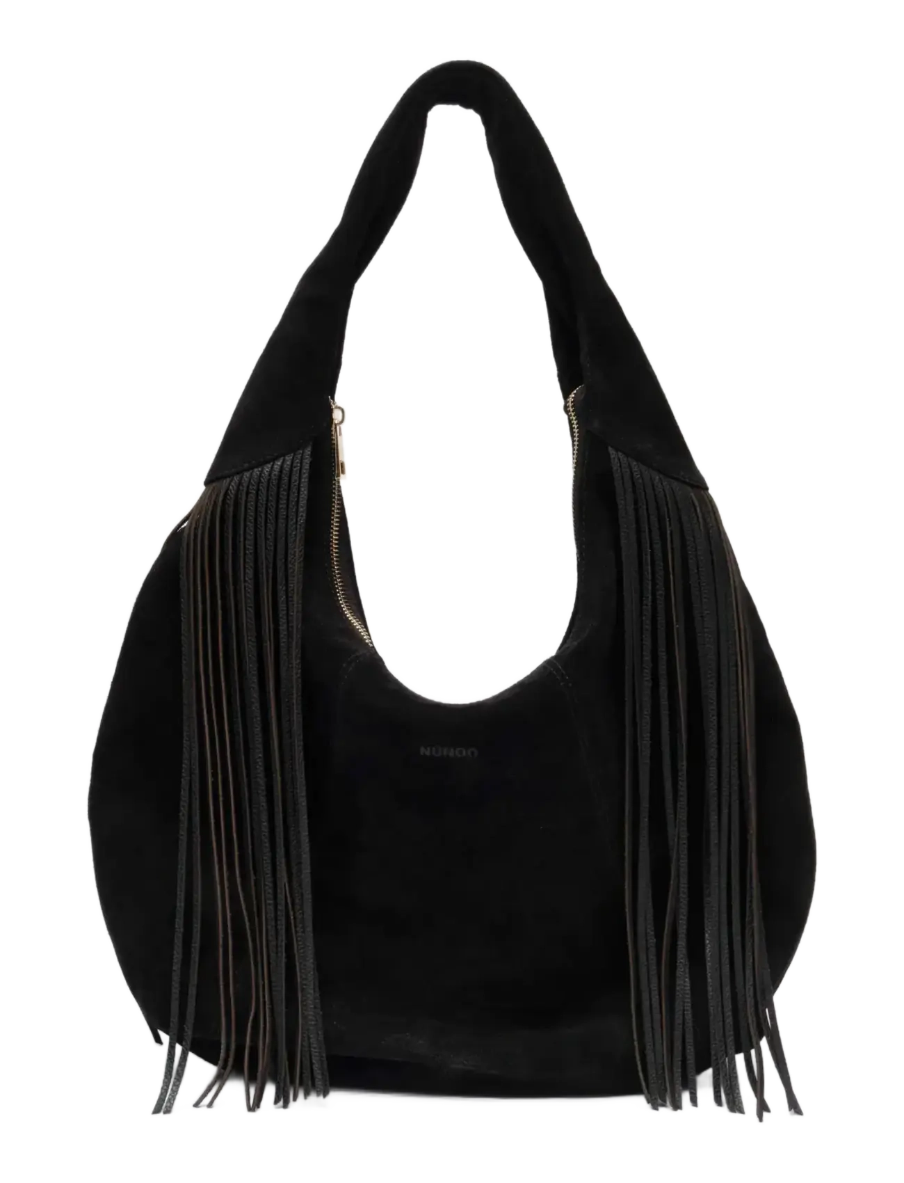 Nunoo Gabi Suede Fringe Black w. Gold - Noor - BLACK / black