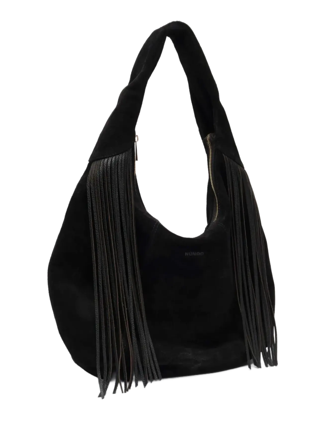 Nunoo - Gabi Suede Fringe Black w. Gold - skuldervesker - black - 1