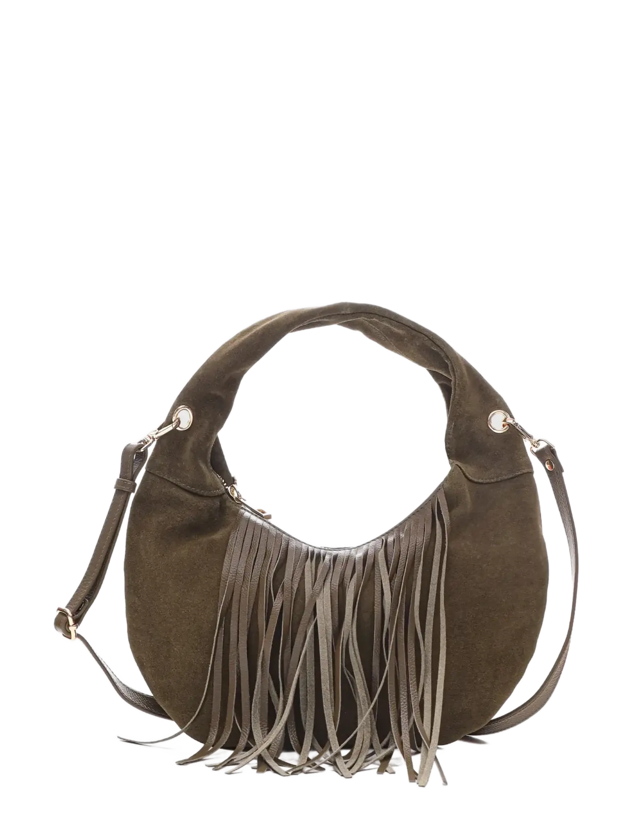 NUNOO Mini Gabi Wildleder Fringe Dunkel Olive W. Gold Khaki - One Size - Damen