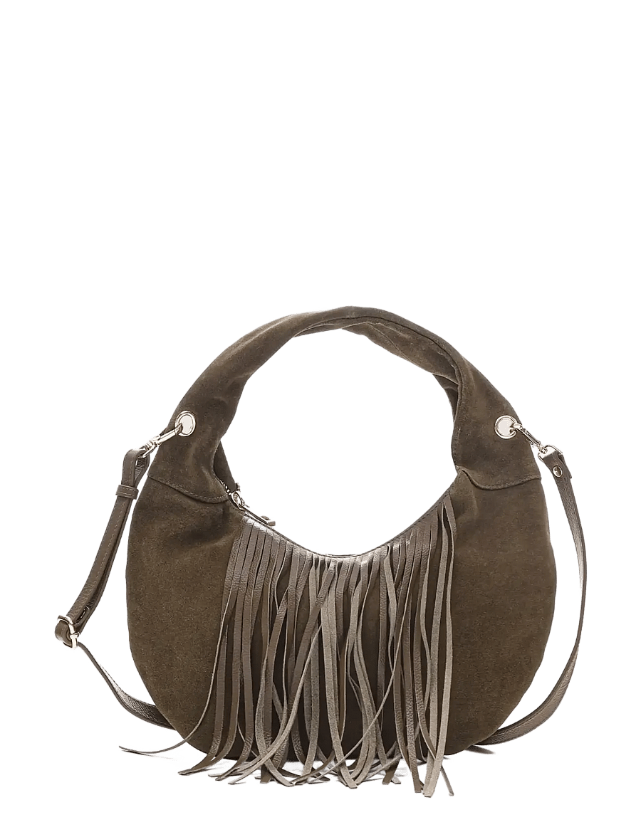 Nunoo - Mini Gabi Suede Fringe Dark Olive w. Gold - alltags-style - dark olive - 0