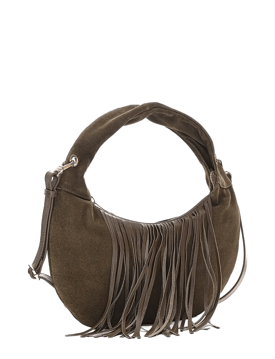 Nunoo - Mini Gabi Suede Fringe Dark Olive w. Gold - alltags-style - dark olive - 1