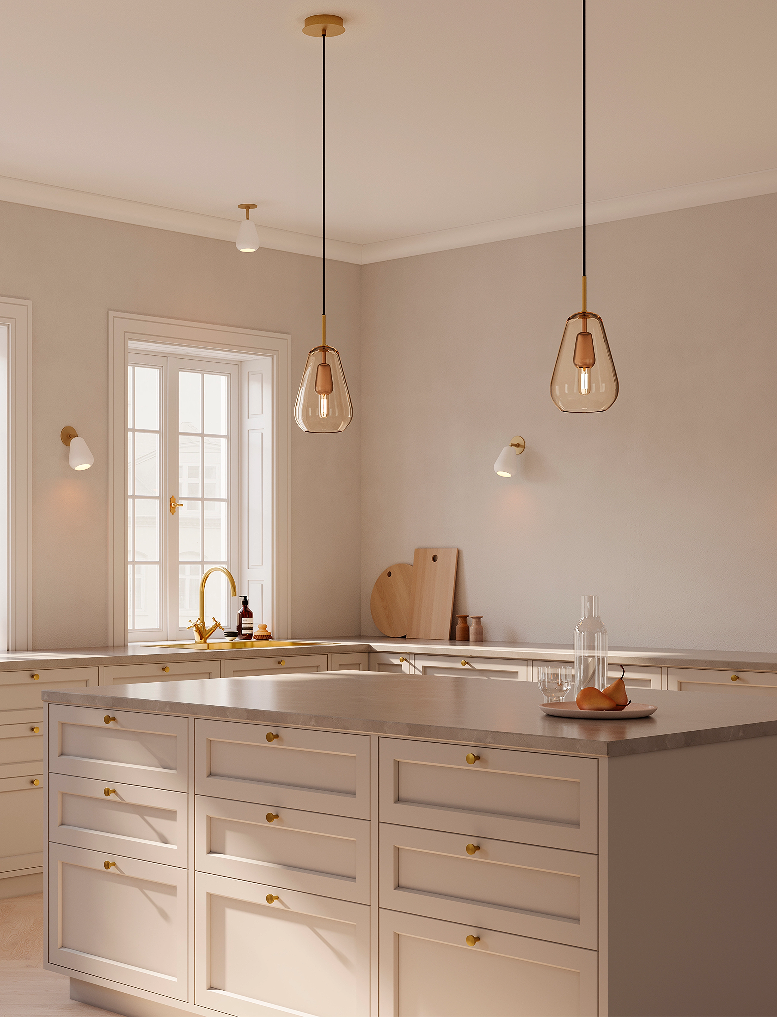 Nuura Anoli 1 Small, H31.8 cm, Ceiling Lamps, Gold - Pendant Homeware