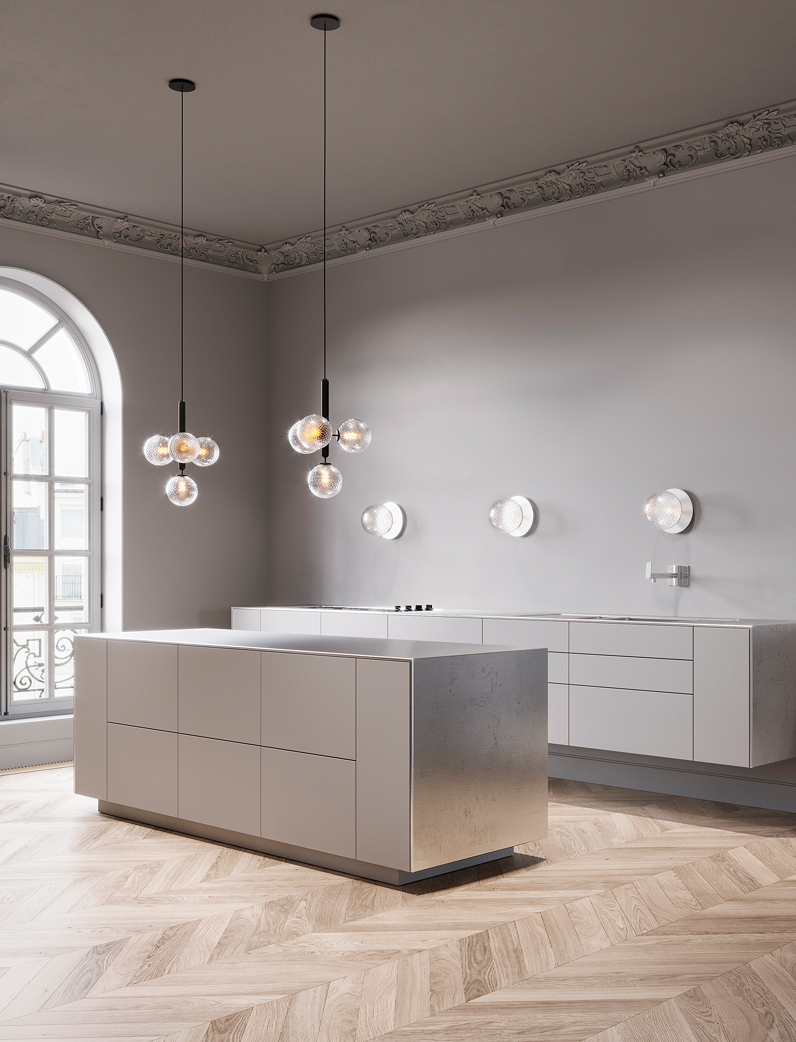 Nuura - Miira 4 - pendellampen - rock grey/optic clear - 4