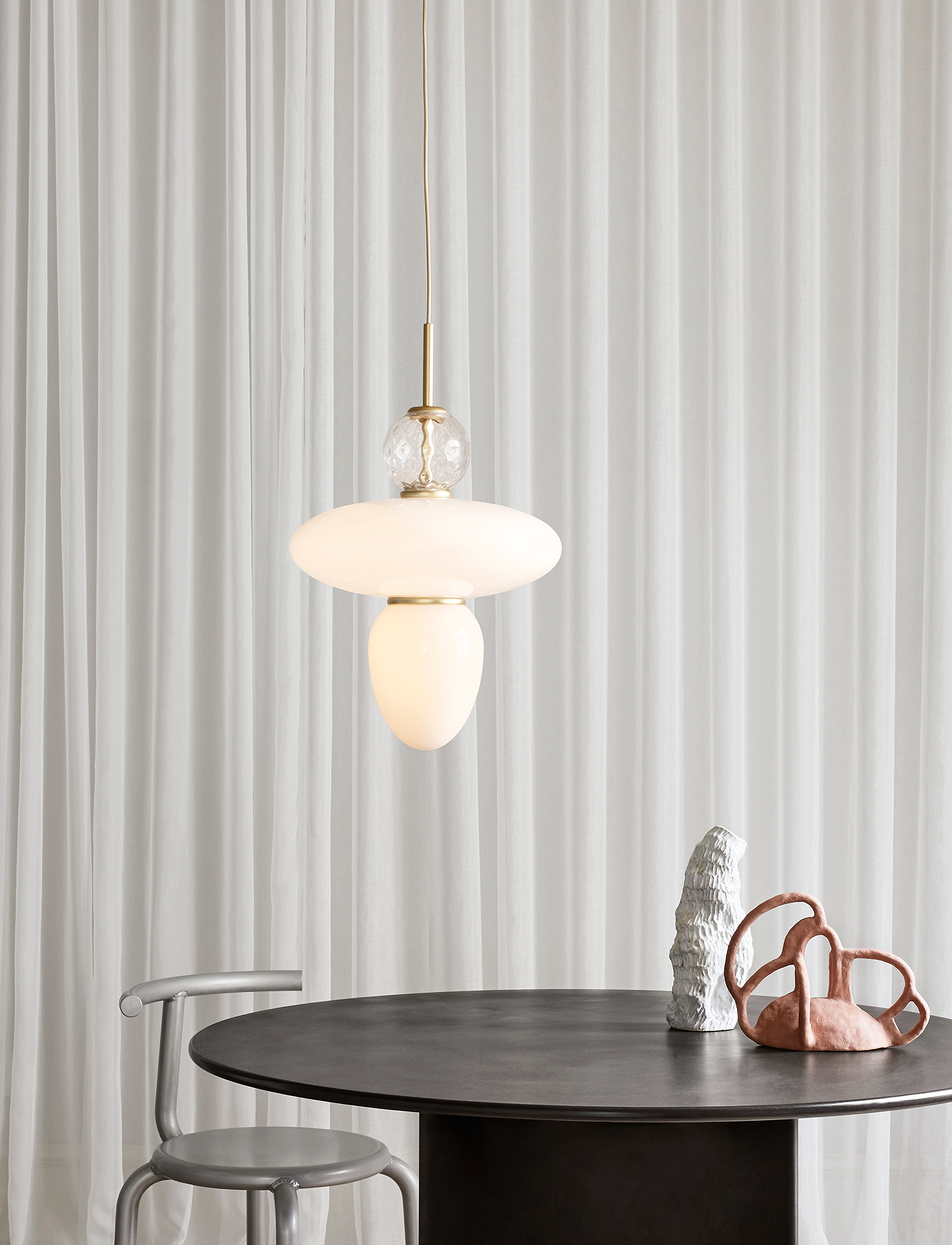 Nuura - Rizzatto 43 - lampes suspendues - satin brass / opal - 2