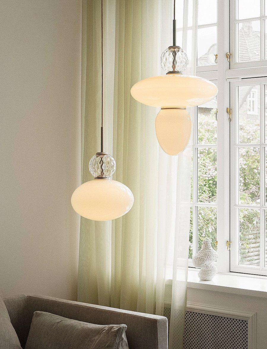 Nuura - Rizzatto 43 - pendellampen - satin silver / opal - 0
