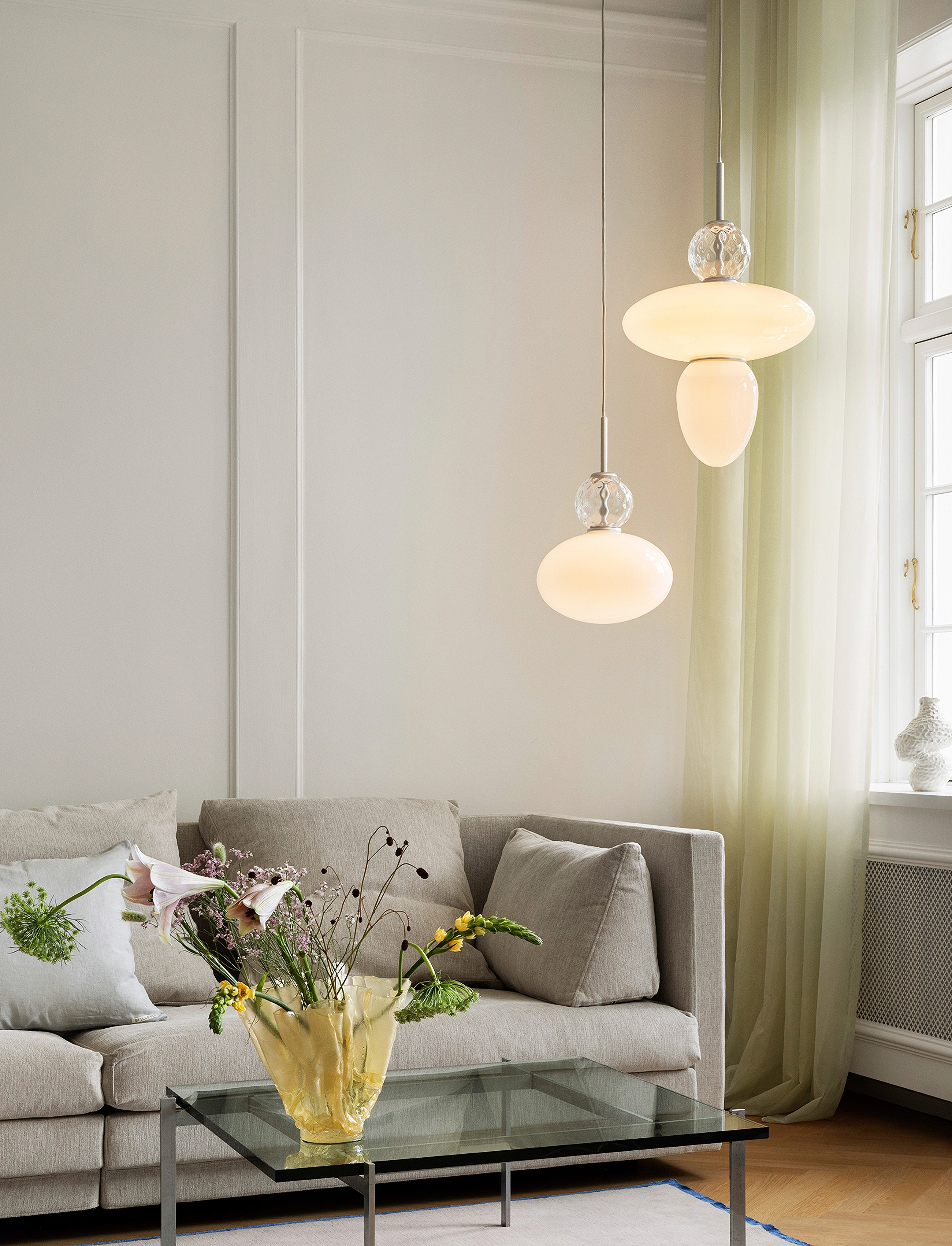 Nuura - Rizzatto 43 - pendellampor - satin silver / opal - 2